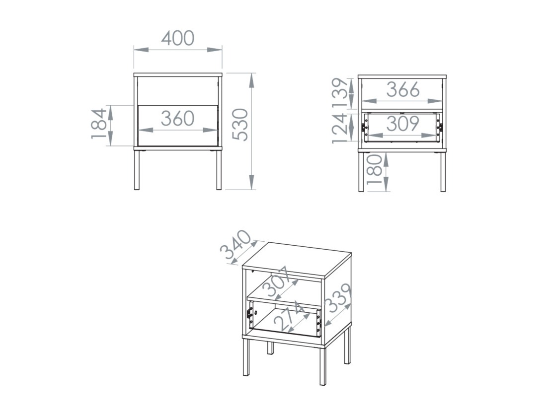 Κομοδίνο Virsalo 104 (Δρυς)