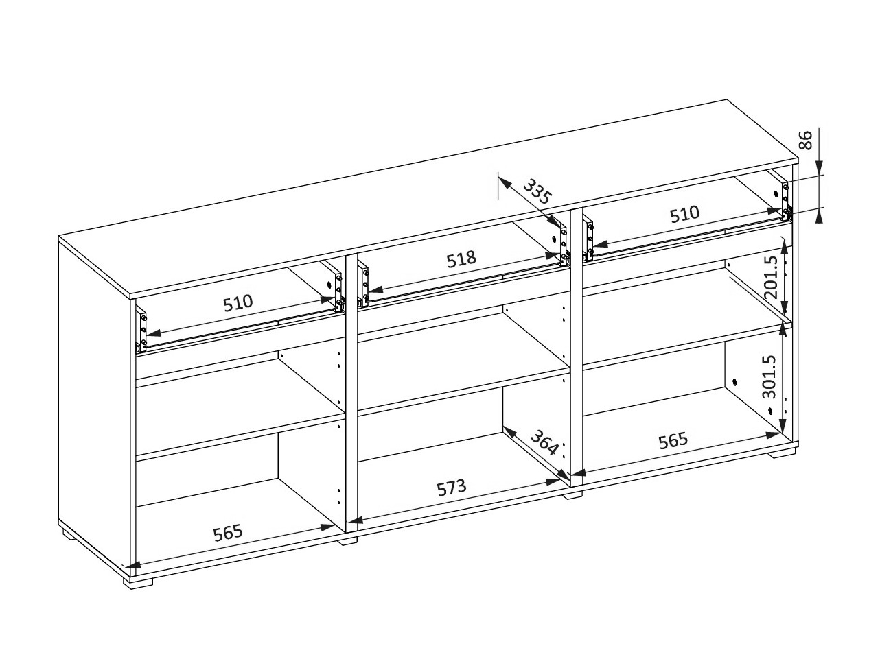 Συρταριέρα Alfere 103 (Άσπρο)