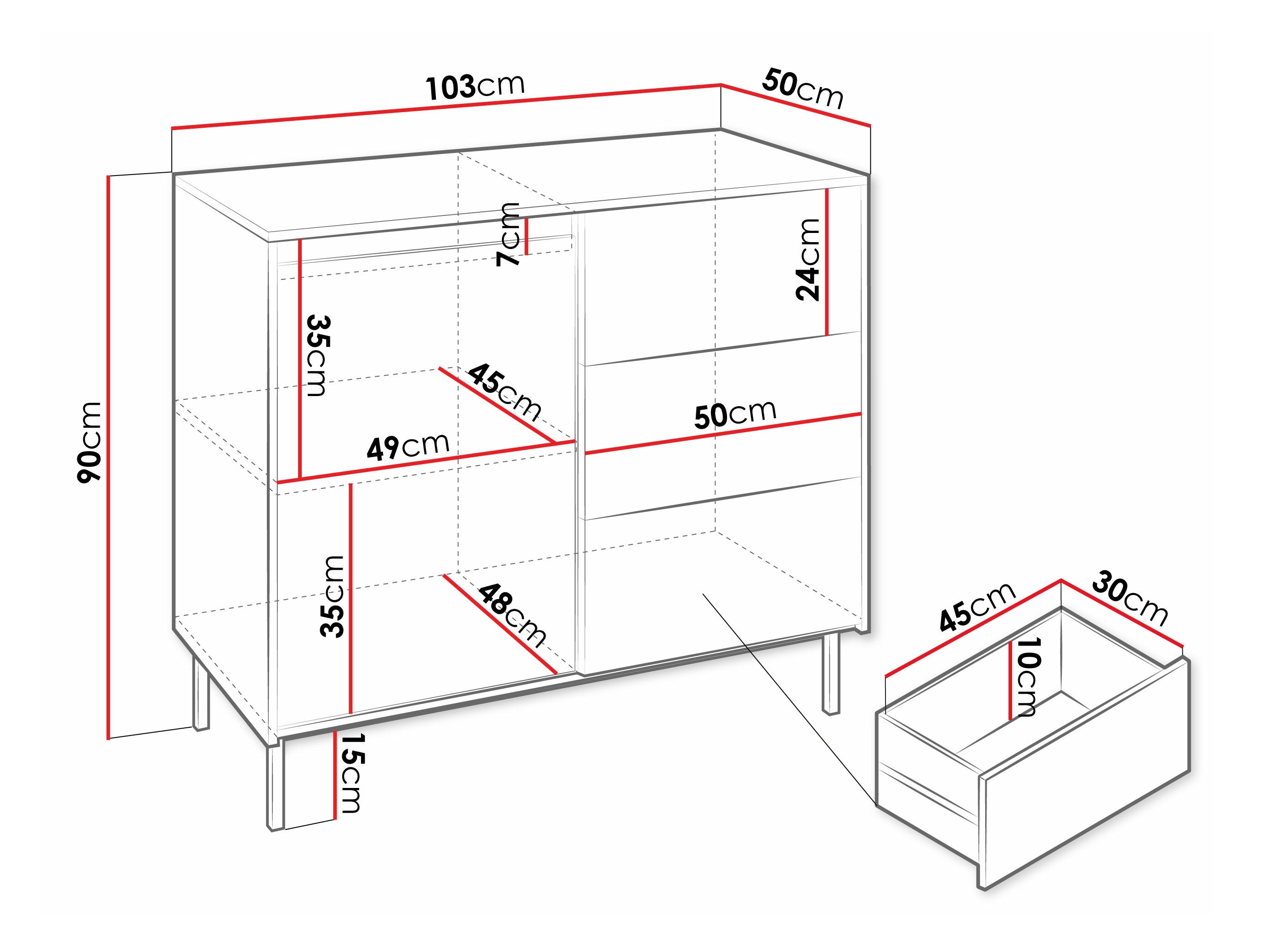 Συρταριέρα Comfivo Delruva (Άσπρο)