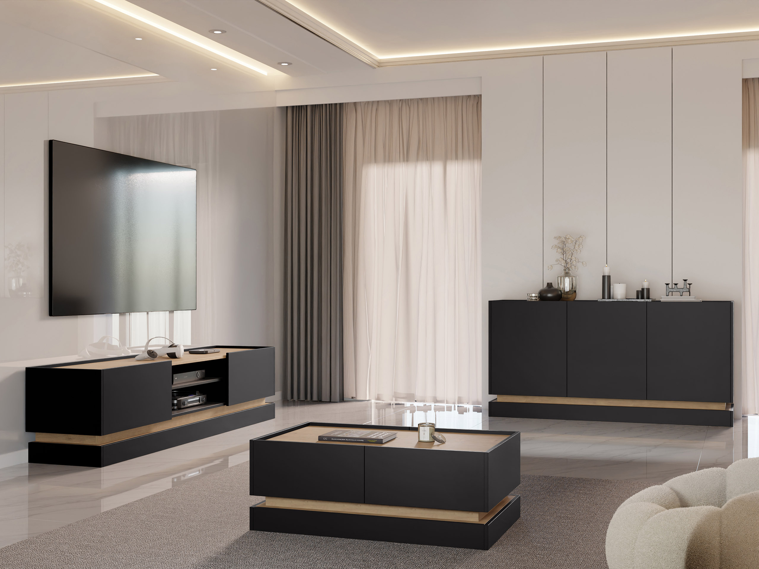 Τραπεζάκι σαλονιού Comfivo Tilia (Μαύρο + Δρυς)