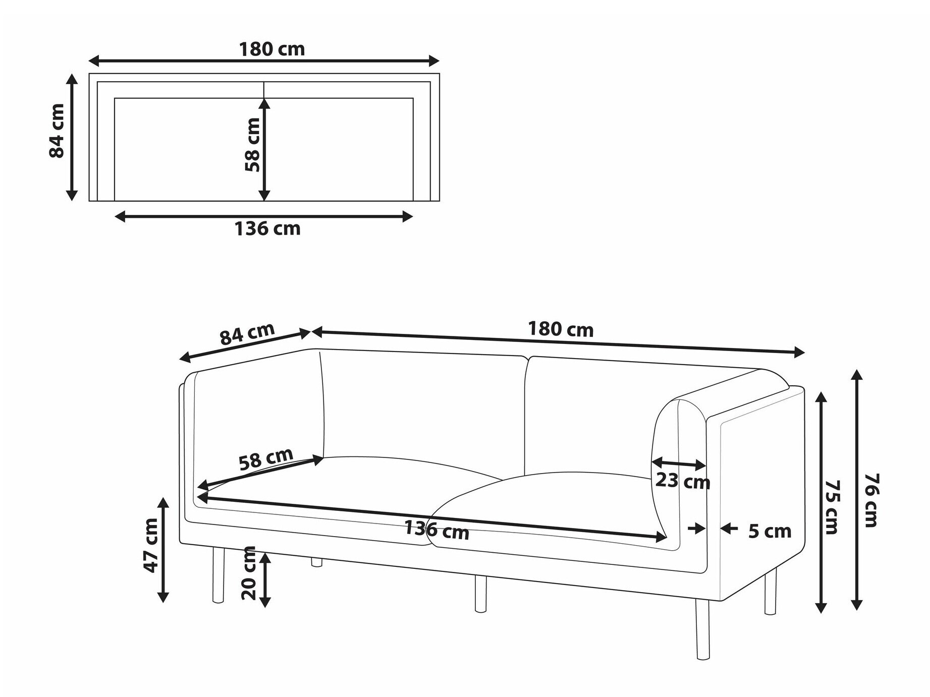 Sofa Berwyn 2684 (White + Brown)