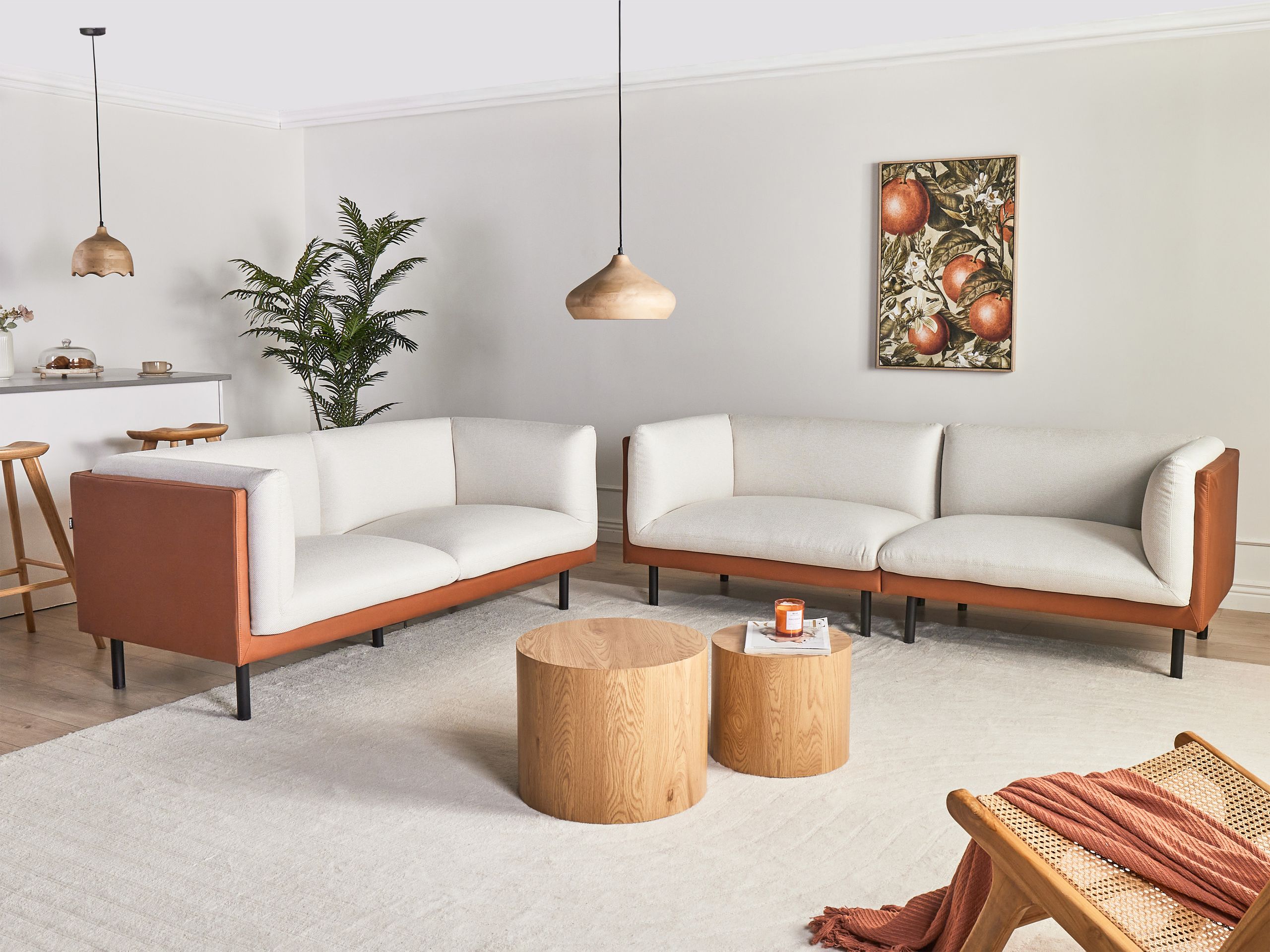 Upholstered furniture set Berwyn 3085 (White + Brown)