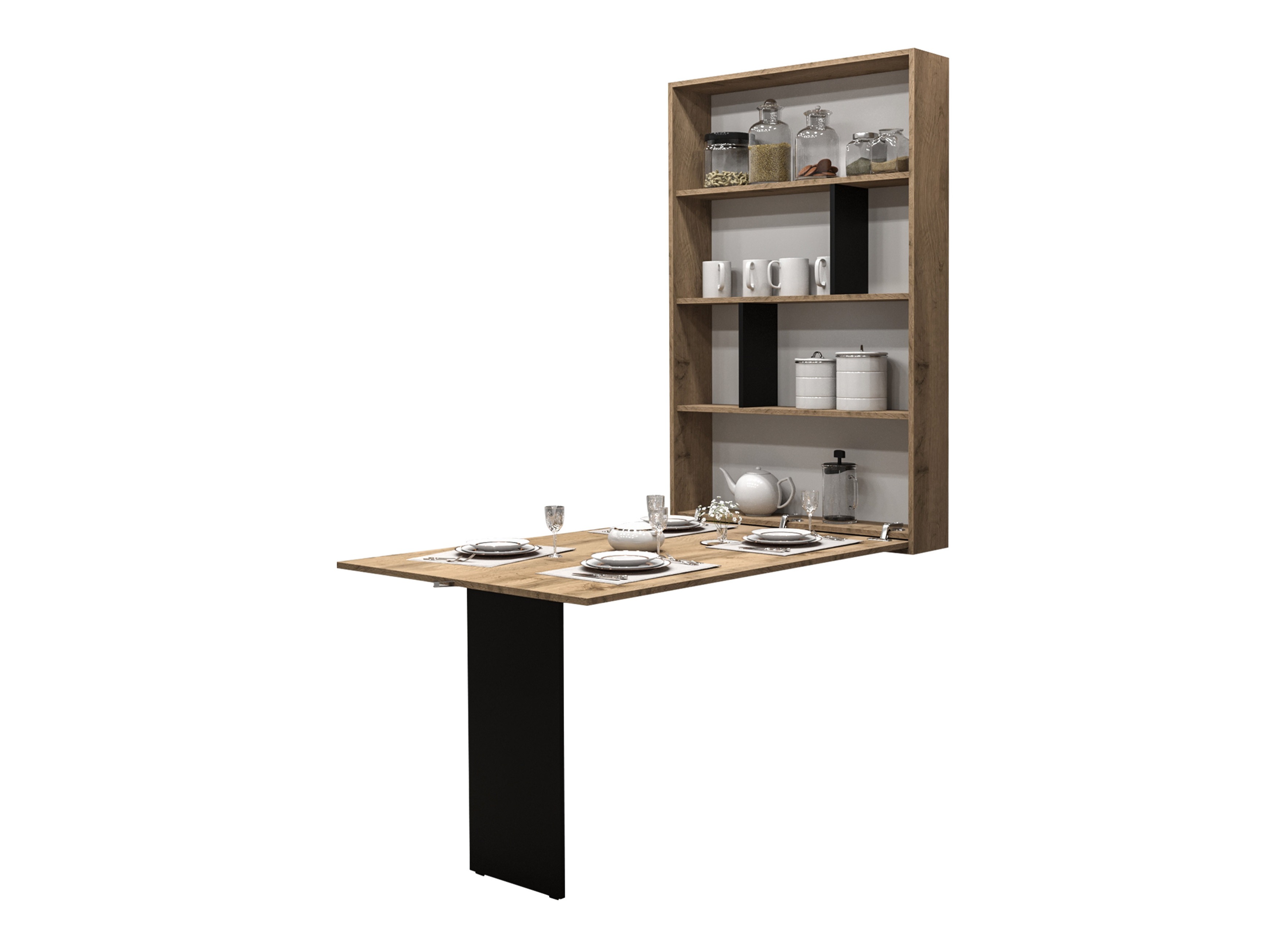 Folding table Pinis III (Black + Wotan Oak)