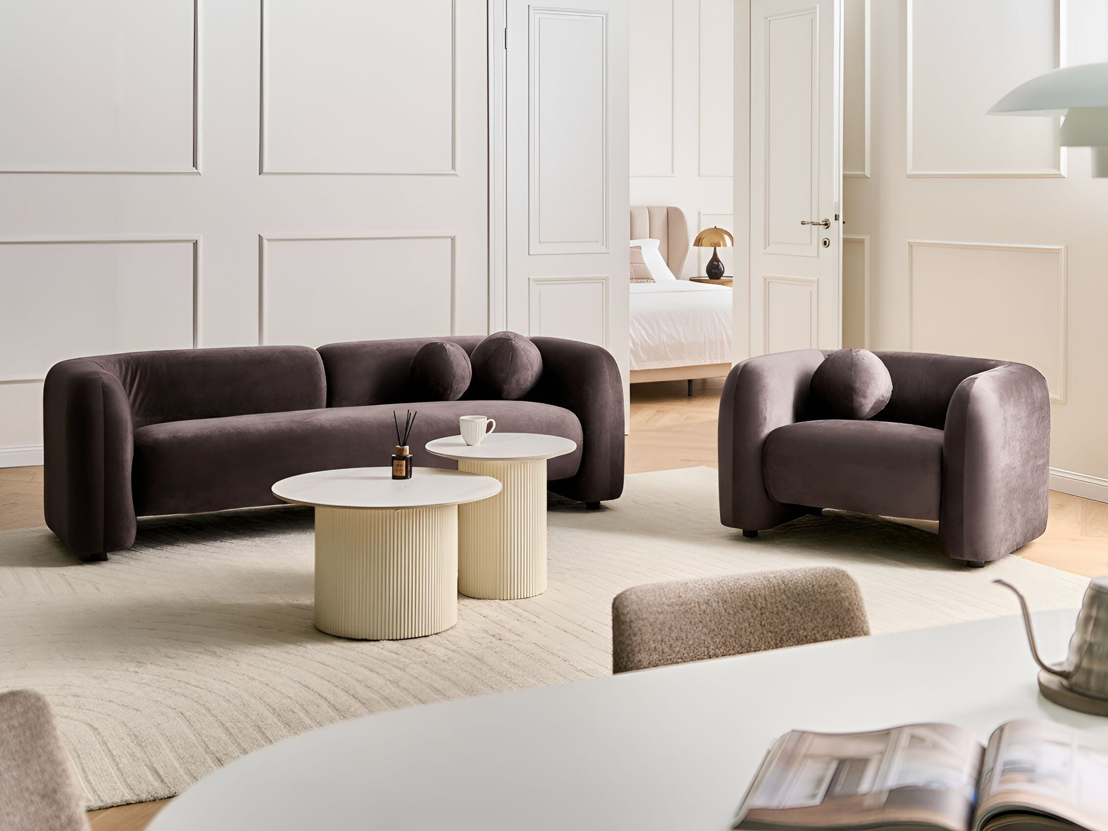 Upholstered furniture set Veselme 104 (Dark brown)