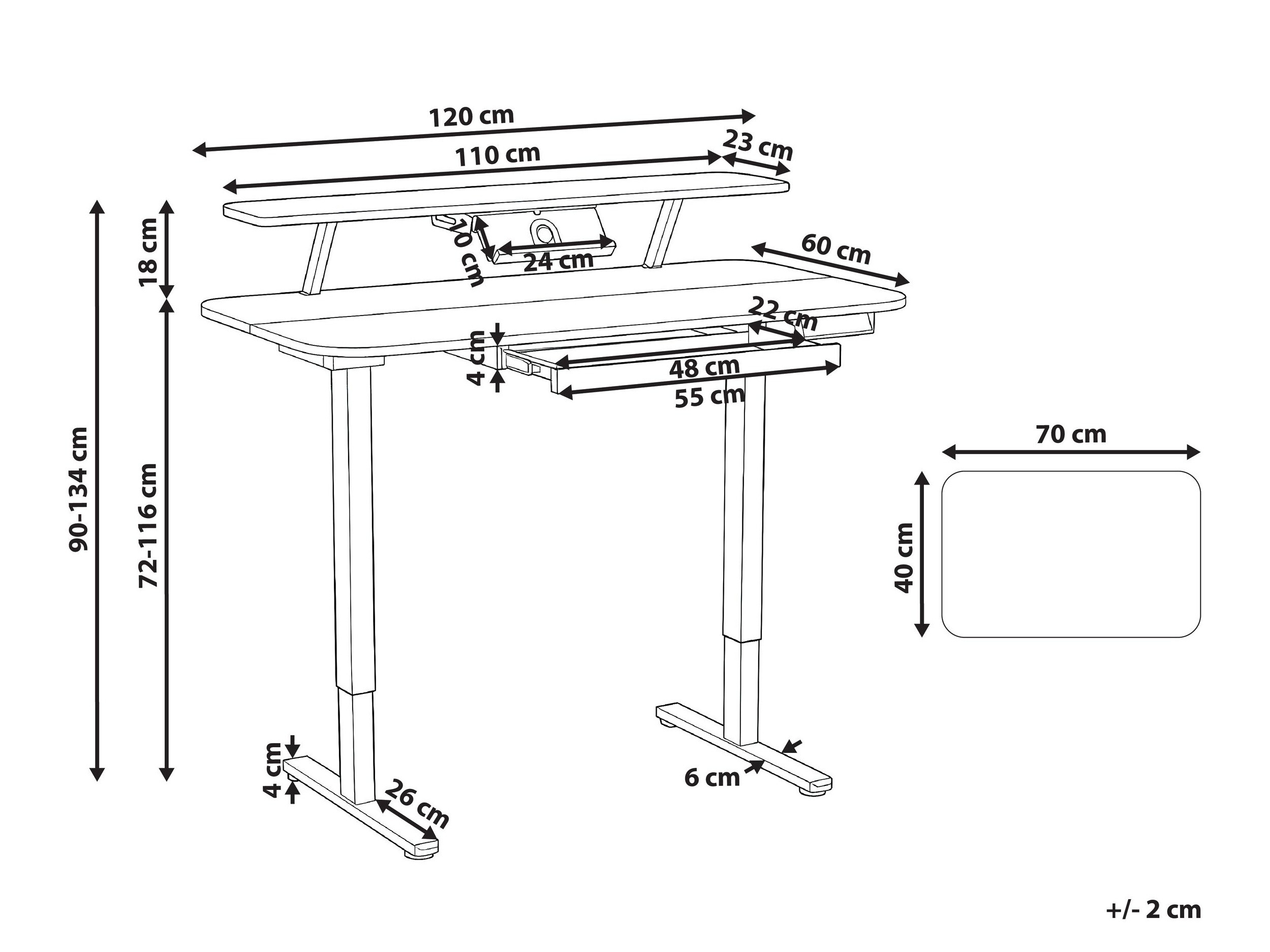 Height-adjustable desk Berwyn 3128 (Black + Brown)