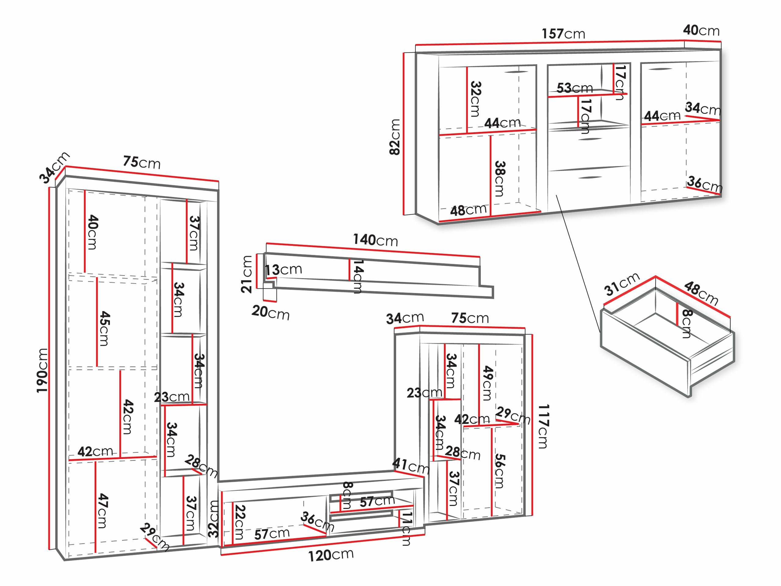 Σετ επίπλων σαλονιού Soca I (Άσπρο)
