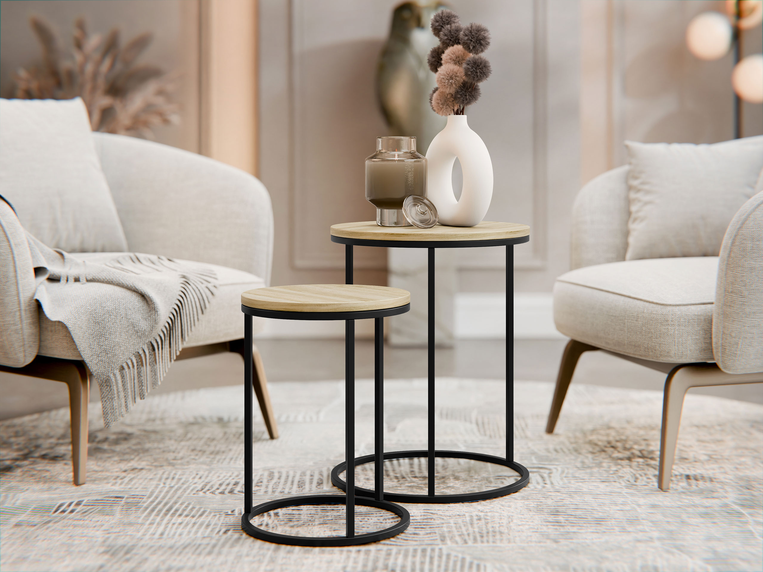 Σετ βοηθητικών τραπεζιών Iter (Ανοιχτό χρώμα ξύλου)