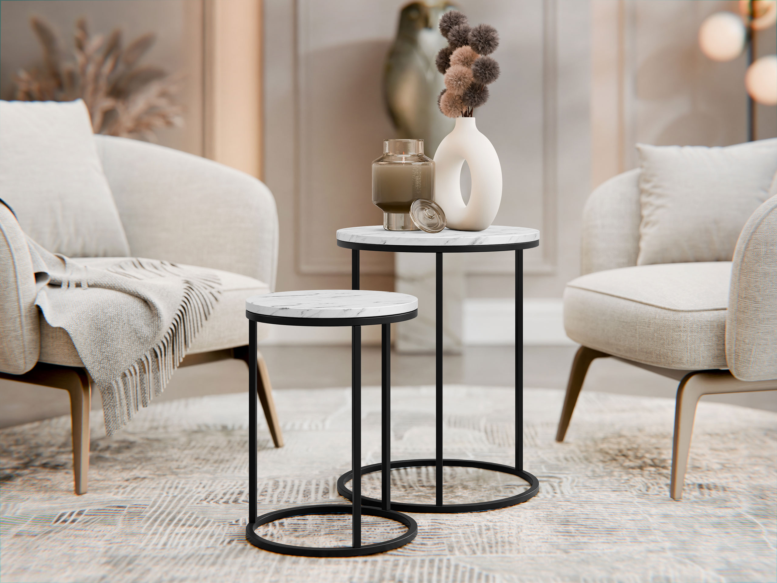 Σετ βοηθητικών τραπεζιών Iter (Άσπρο)