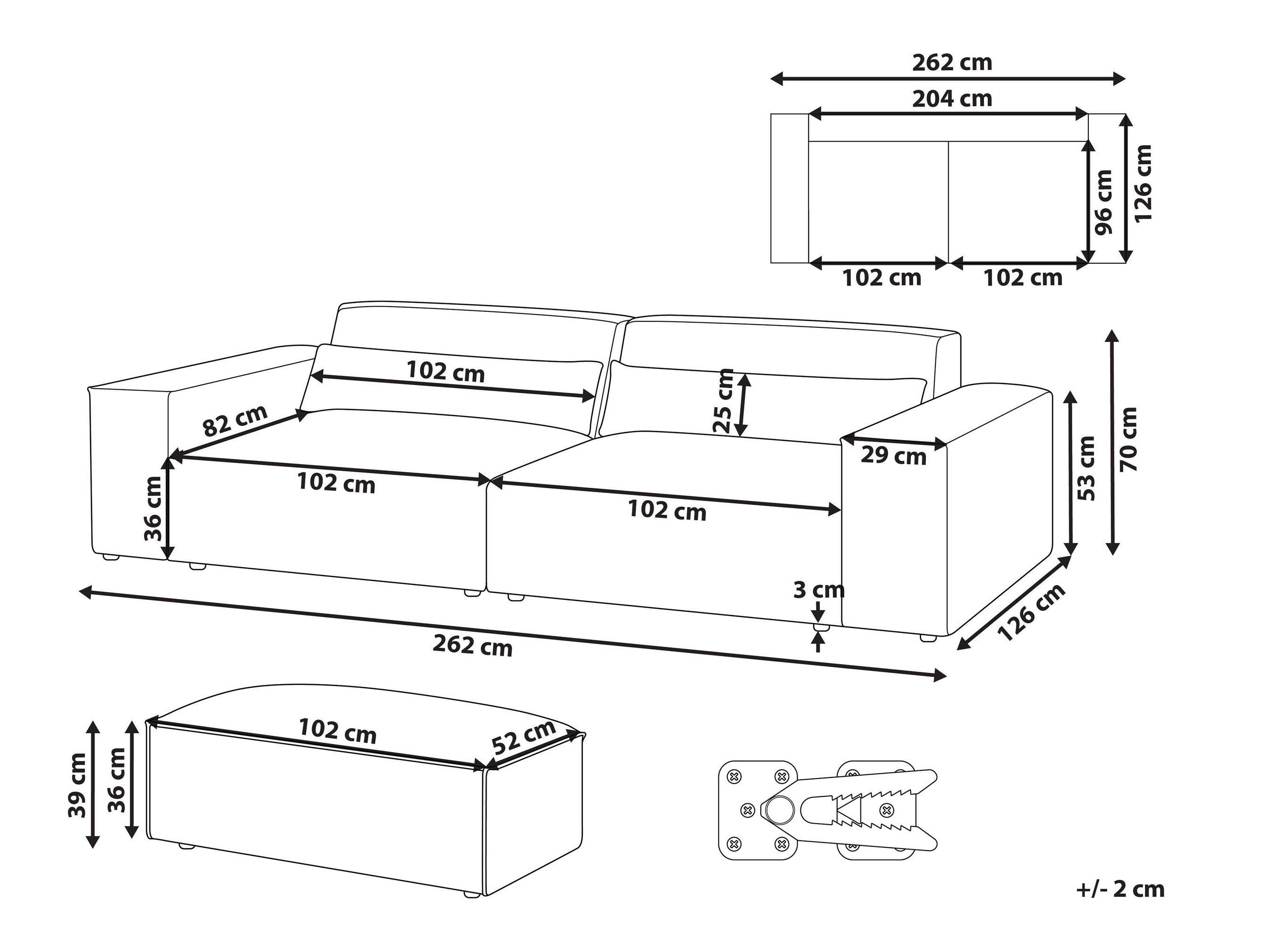 Σετ ταπετσαρισμένων επίπλων Tivsora 107 (Ανοιχτό μπεζ)