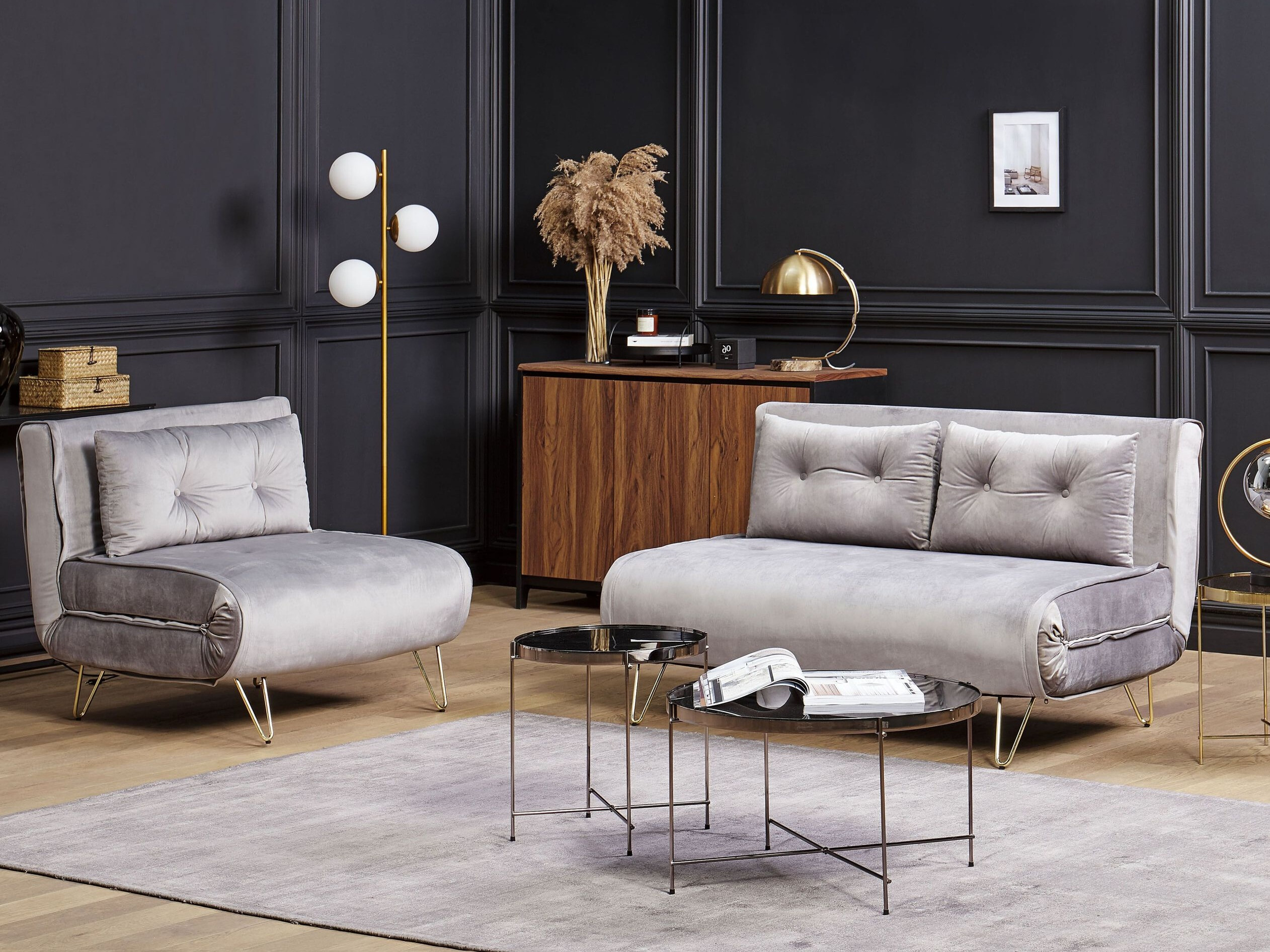 Σετ ταπετσαρισμένων επίπλων Berwyn 3164 (Γκρι)