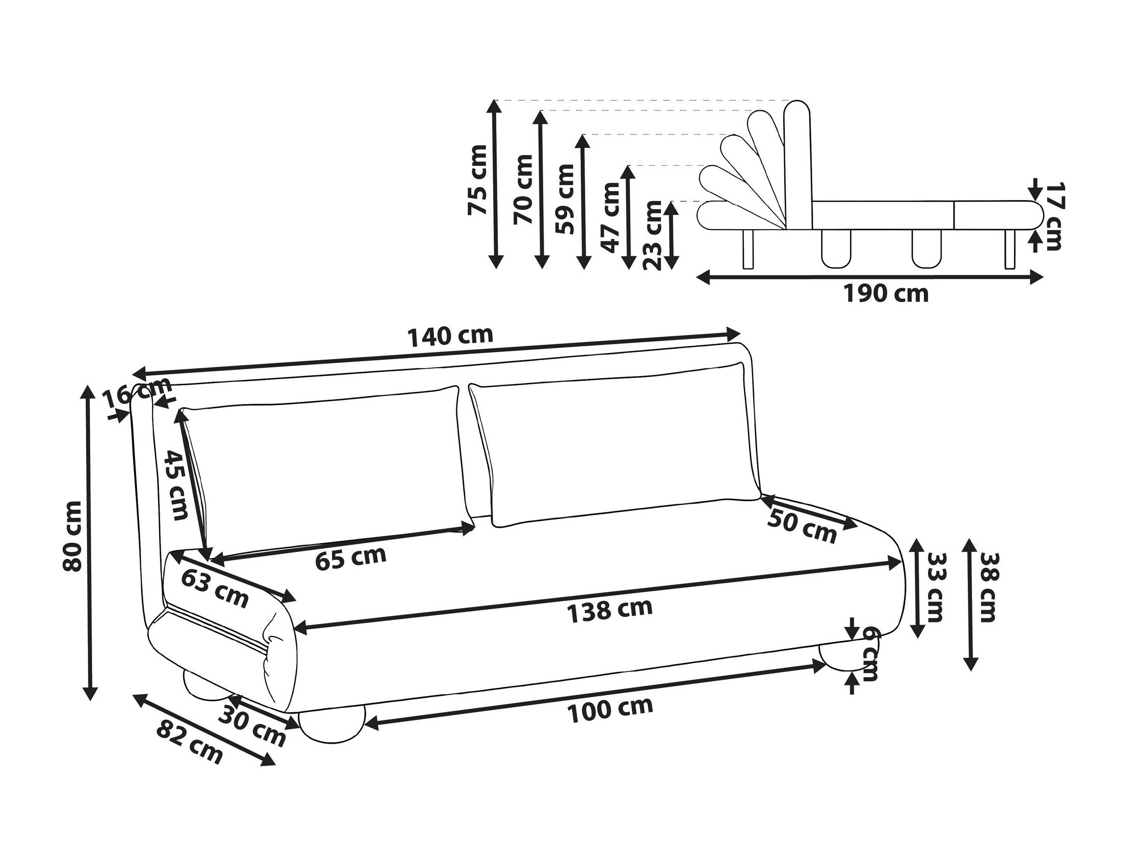 Καναπές-κρεβάτι Berwyn 3167 (Σκούρο γκρι)