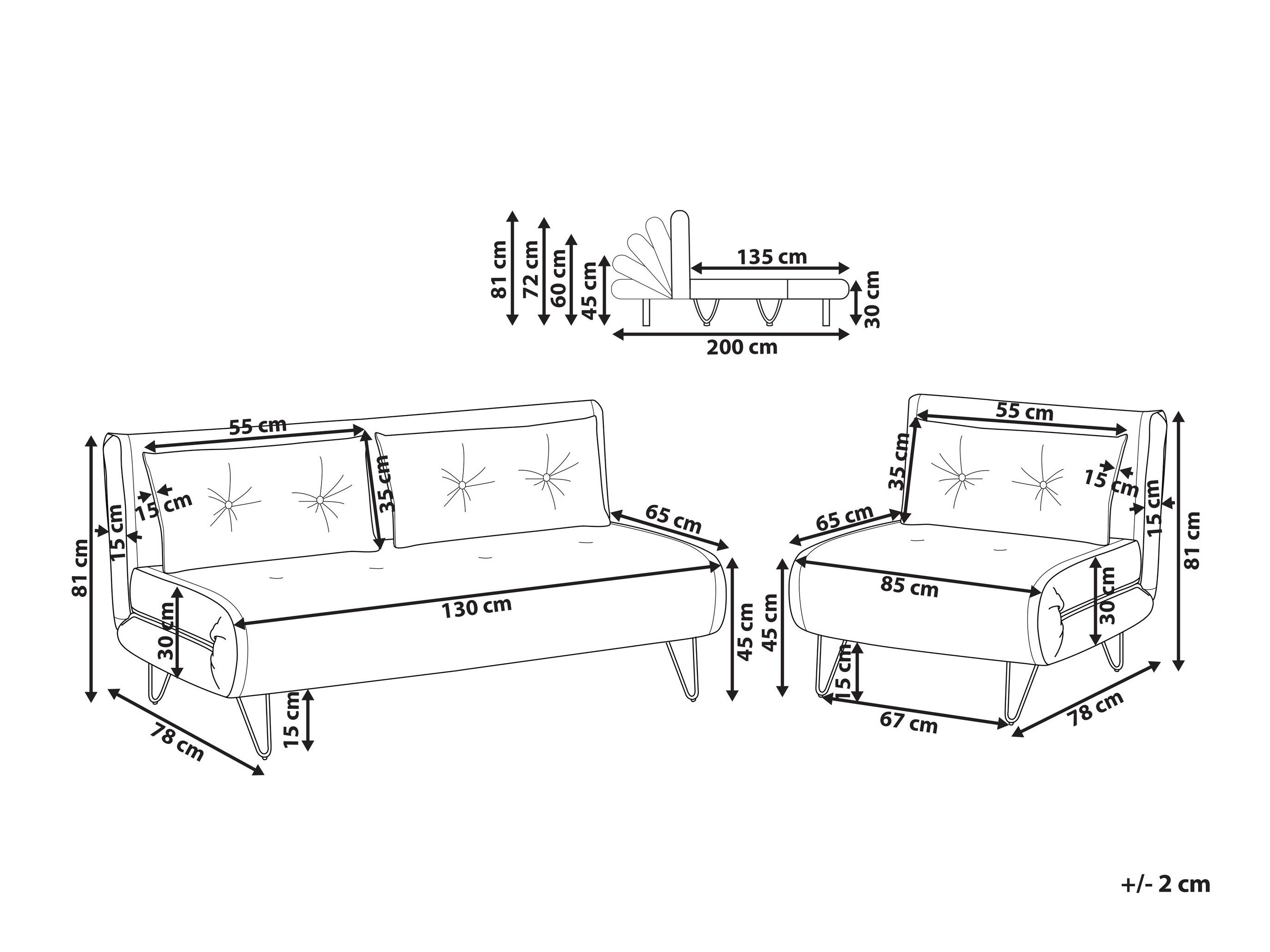 Σετ ταπετσαρισμένων επίπλων Berwyn 3164 (Γκρι)
