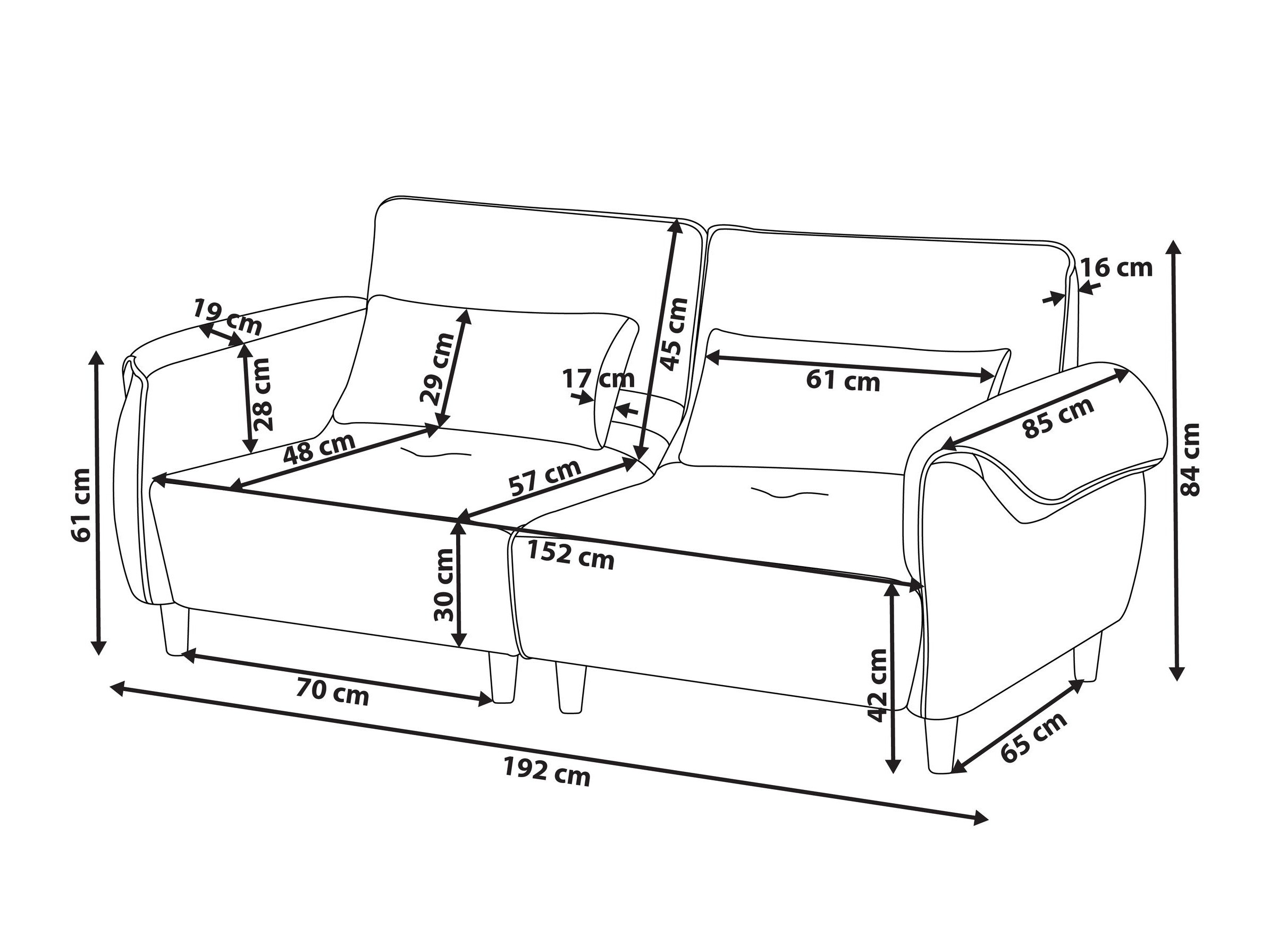 Καναπές Berwyn 3169 (Σκούρο γκρι)