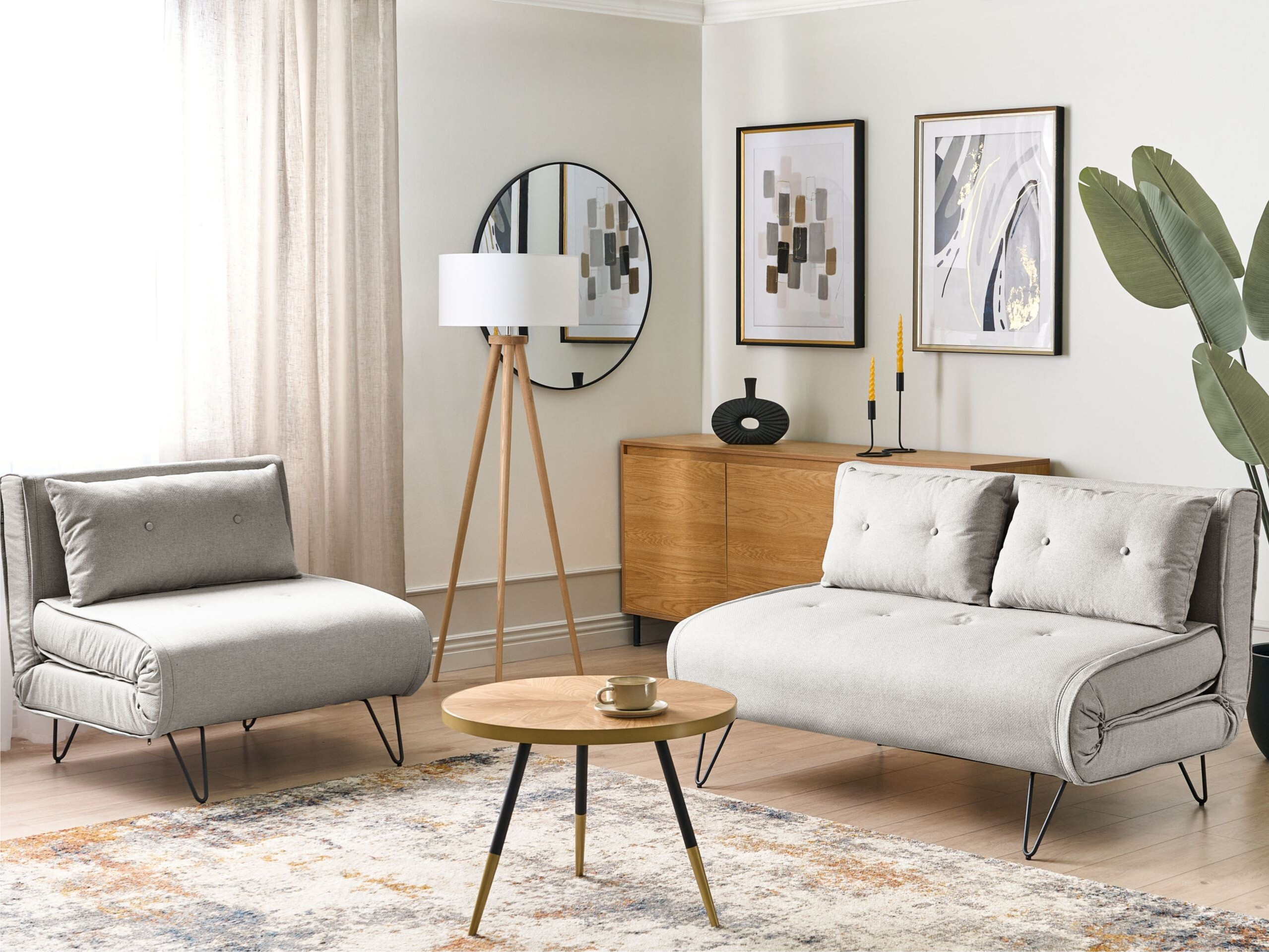 Σετ ταπετσαρισμένων επίπλων Berwyn 3165 (Ανοιχτό γκρι)