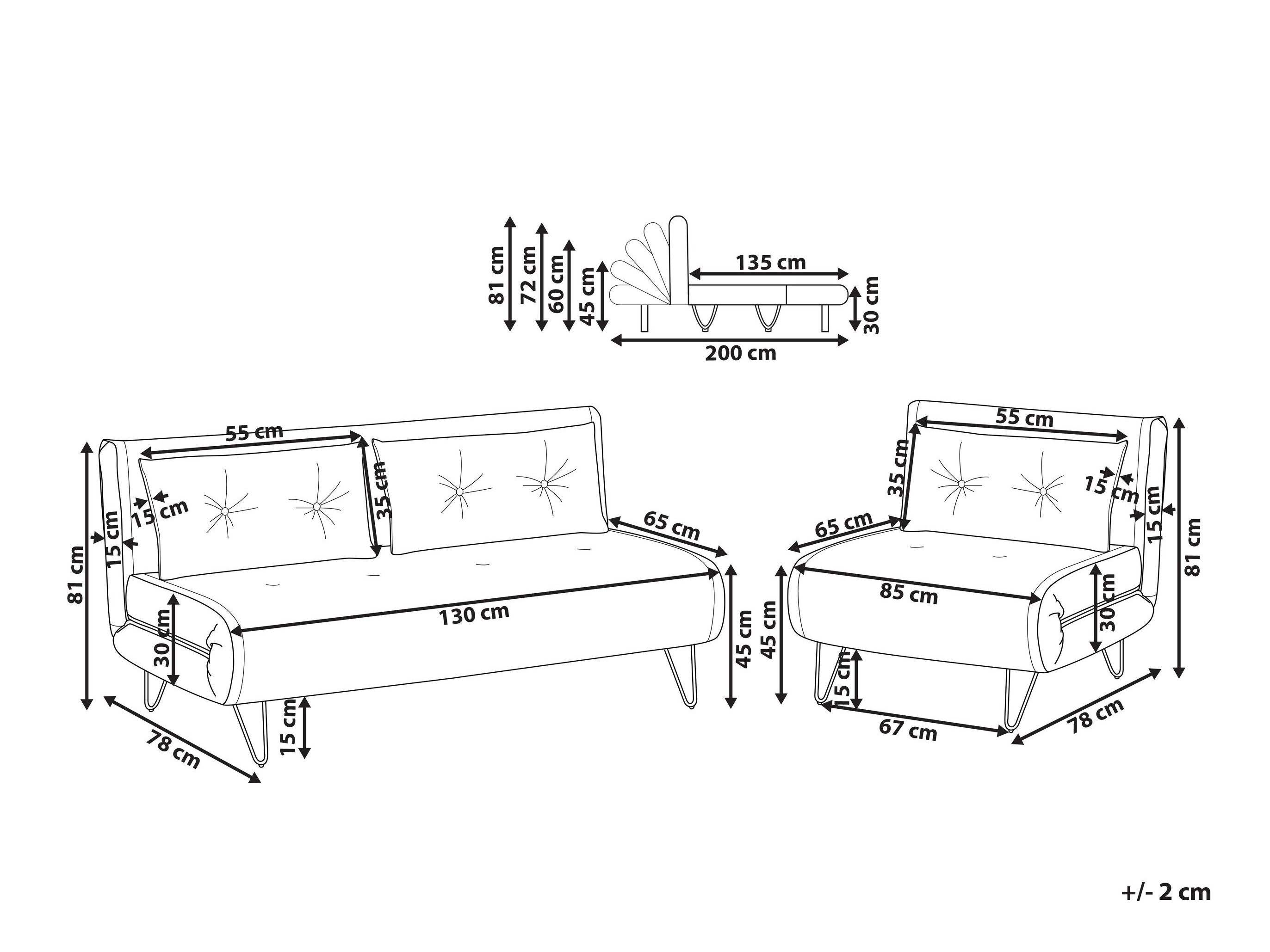 Σετ ταπετσαρισμένων επίπλων Berwyn 3165 (Ανοιχτό γκρι)
