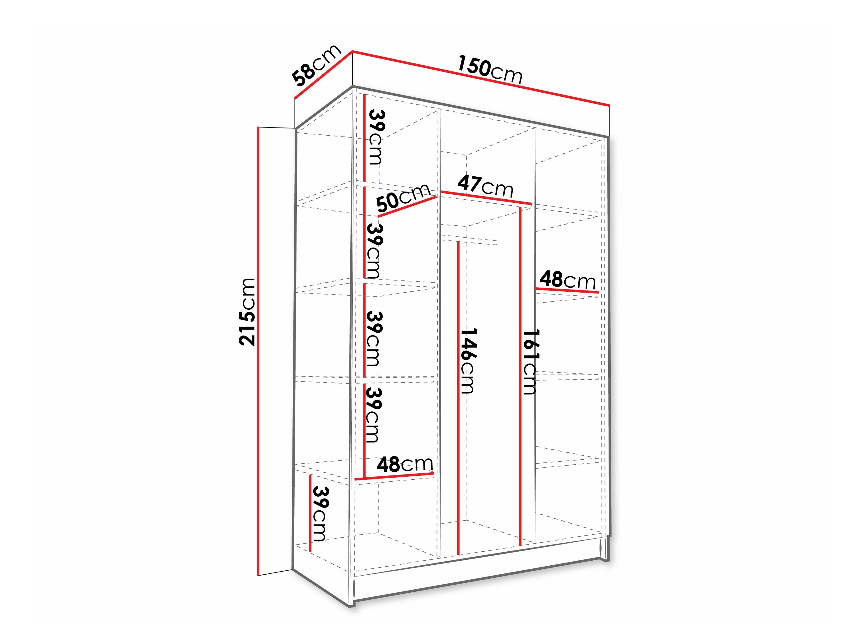 Ντουλάπα Closico Decoron III (Άσπρο + Μαύρο)