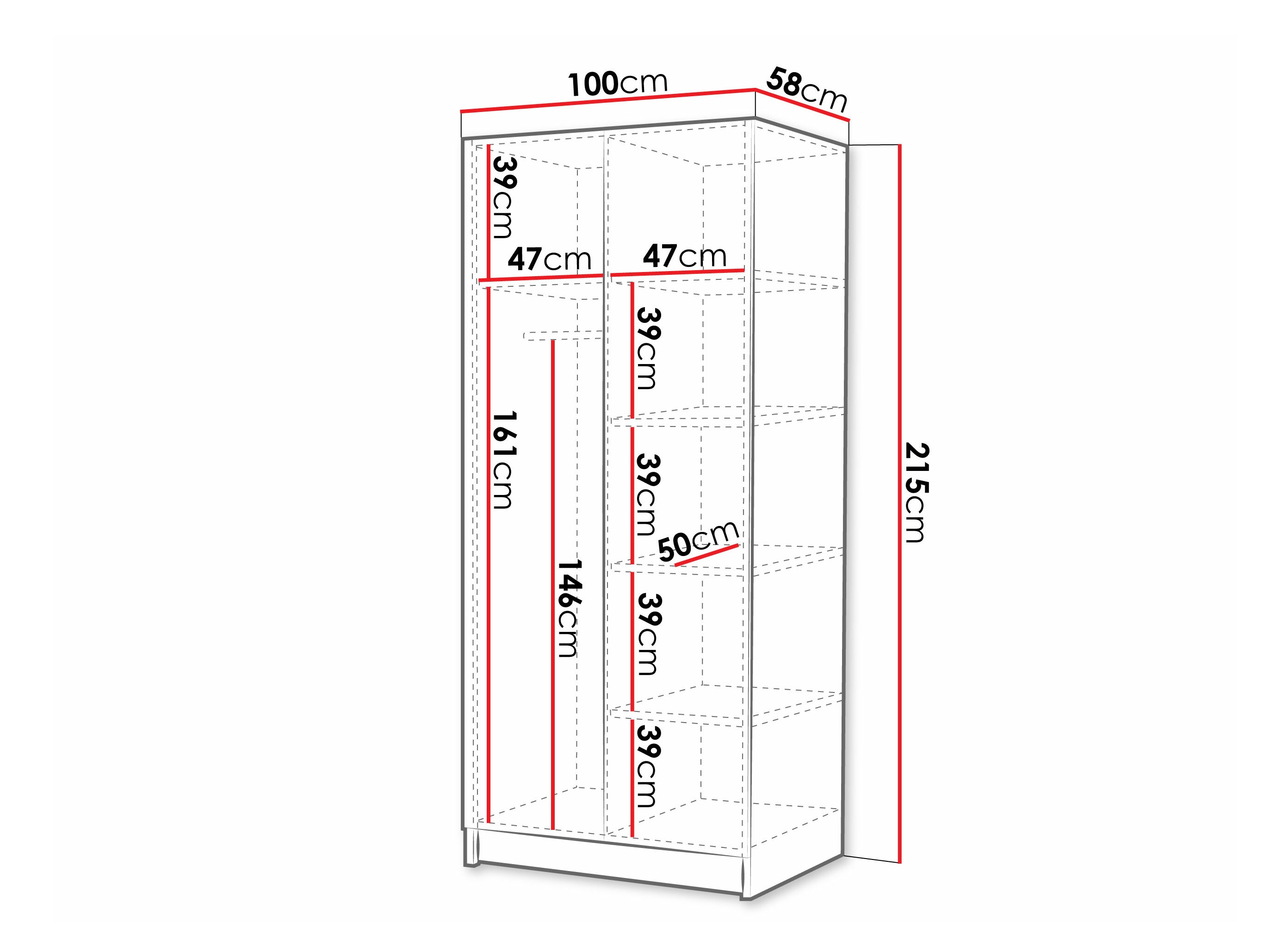 Ντουλάπα Closico Staton III (Άσπρο + Μαύρο)