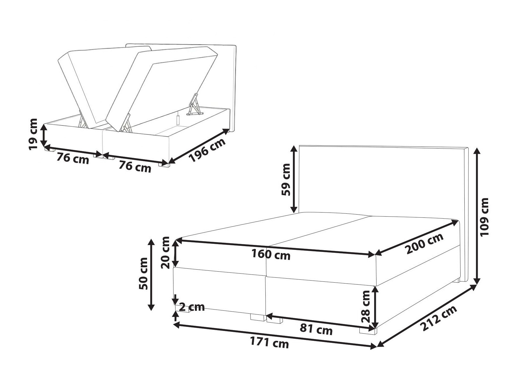 Continental bed Berwyn 3174 (Taupe)