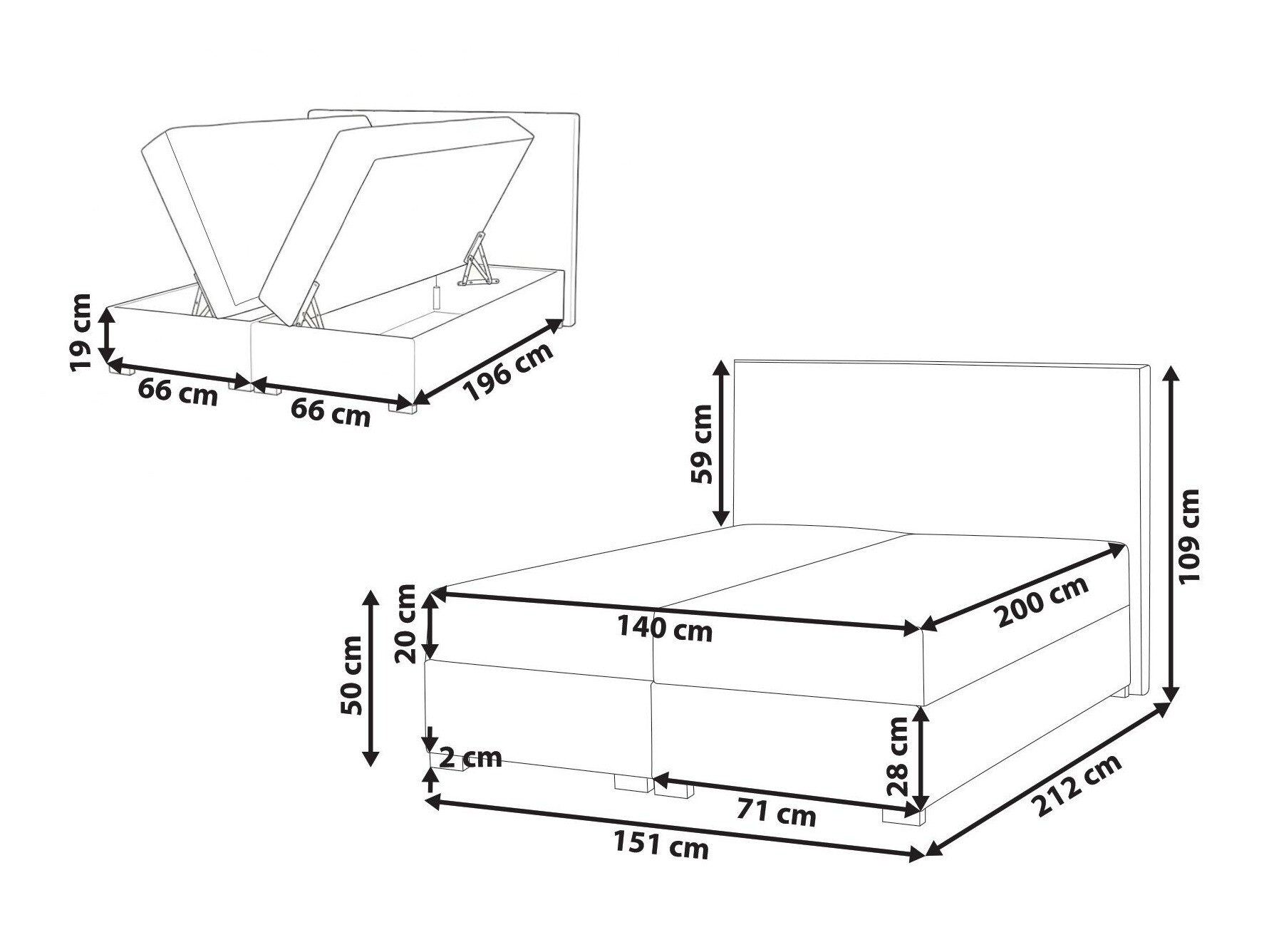 Κρεβάτι continental Berwyn 3174 (Taupe)
