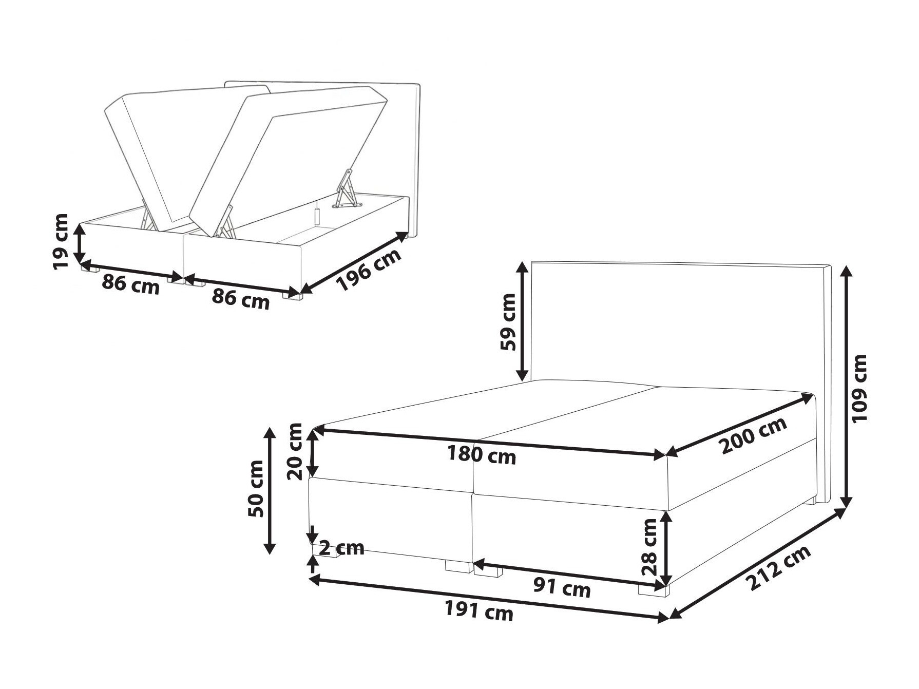 Κρεβάτι continental Berwyn 3174 (Taupe)