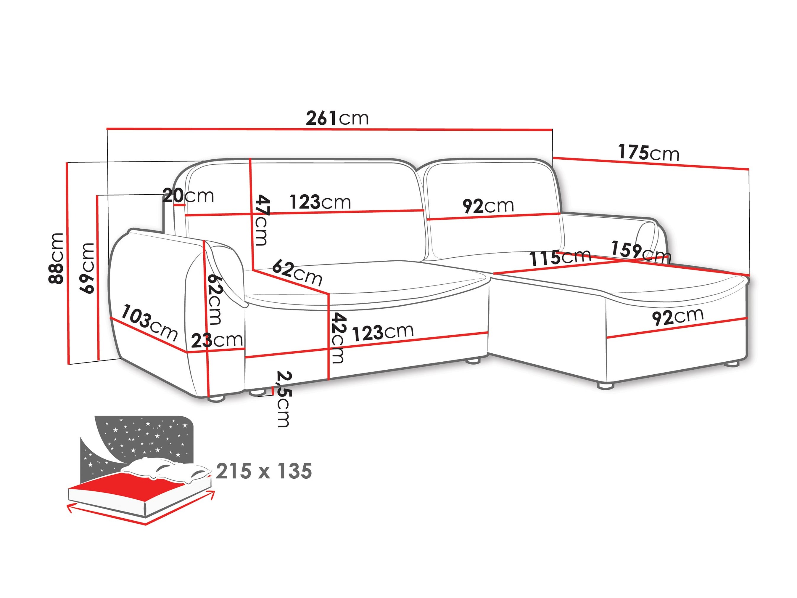 Γωνιακός Καναπές Luces (Cruz 79)