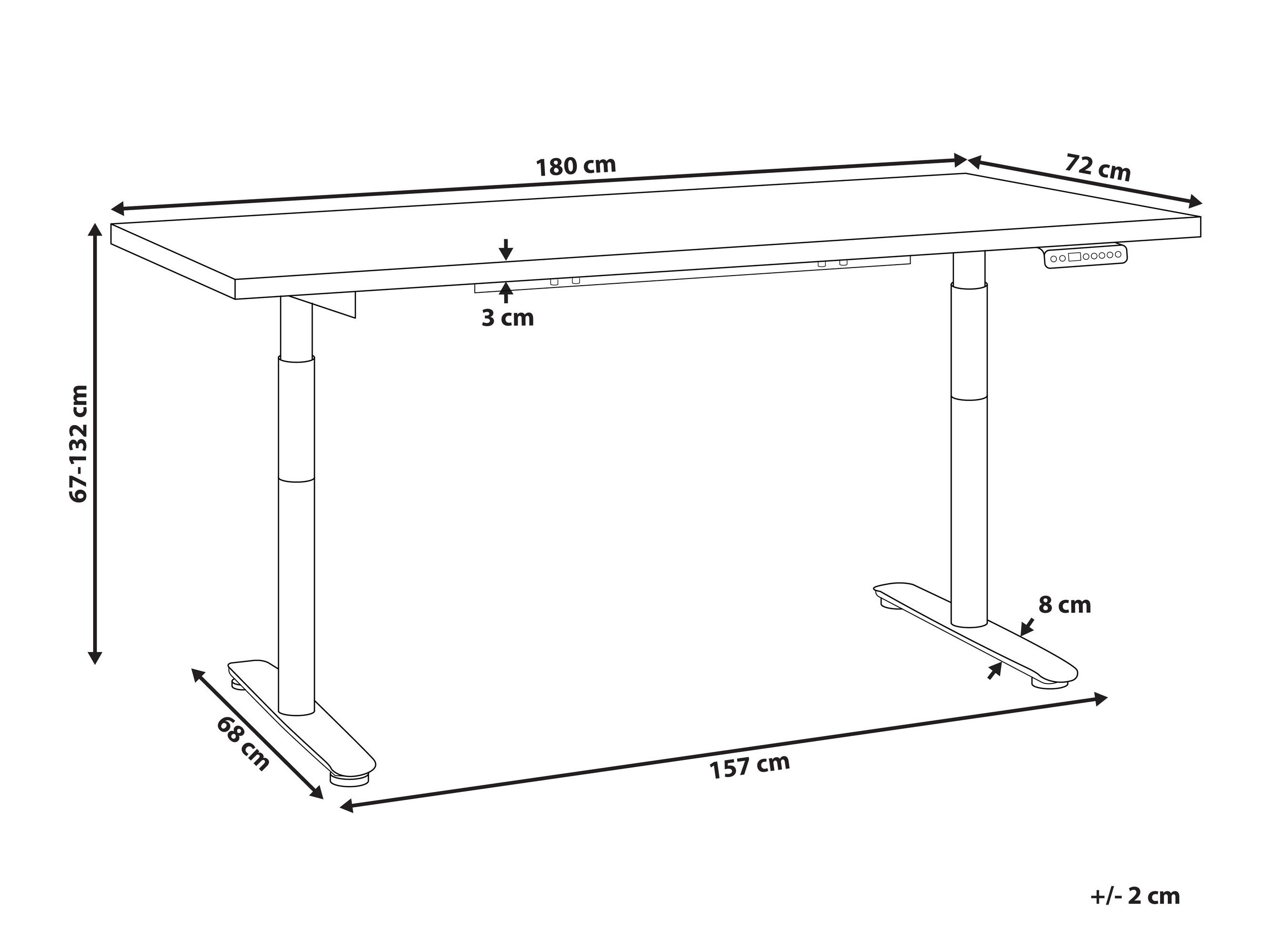 Γραφείο με ρυθμιζόμενο ύψος Berwyn 3188 (Ανοιχτό καφέ)