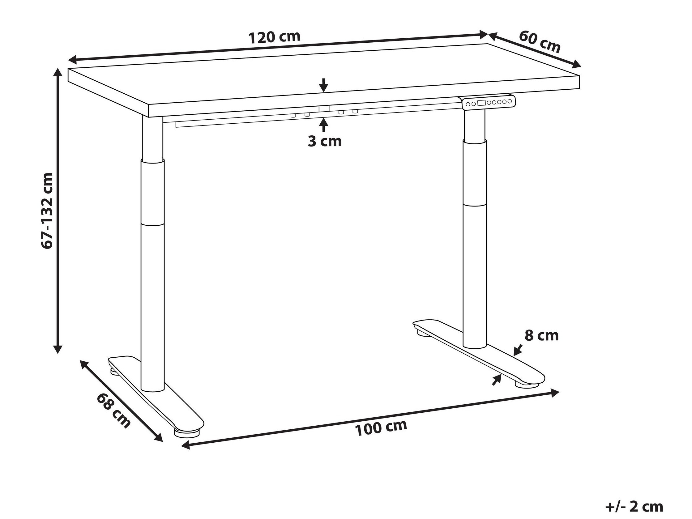 Γραφείο με ρυθμιζόμενο ύψος Berwyn 3190 (Ανοιχτό καφέ)