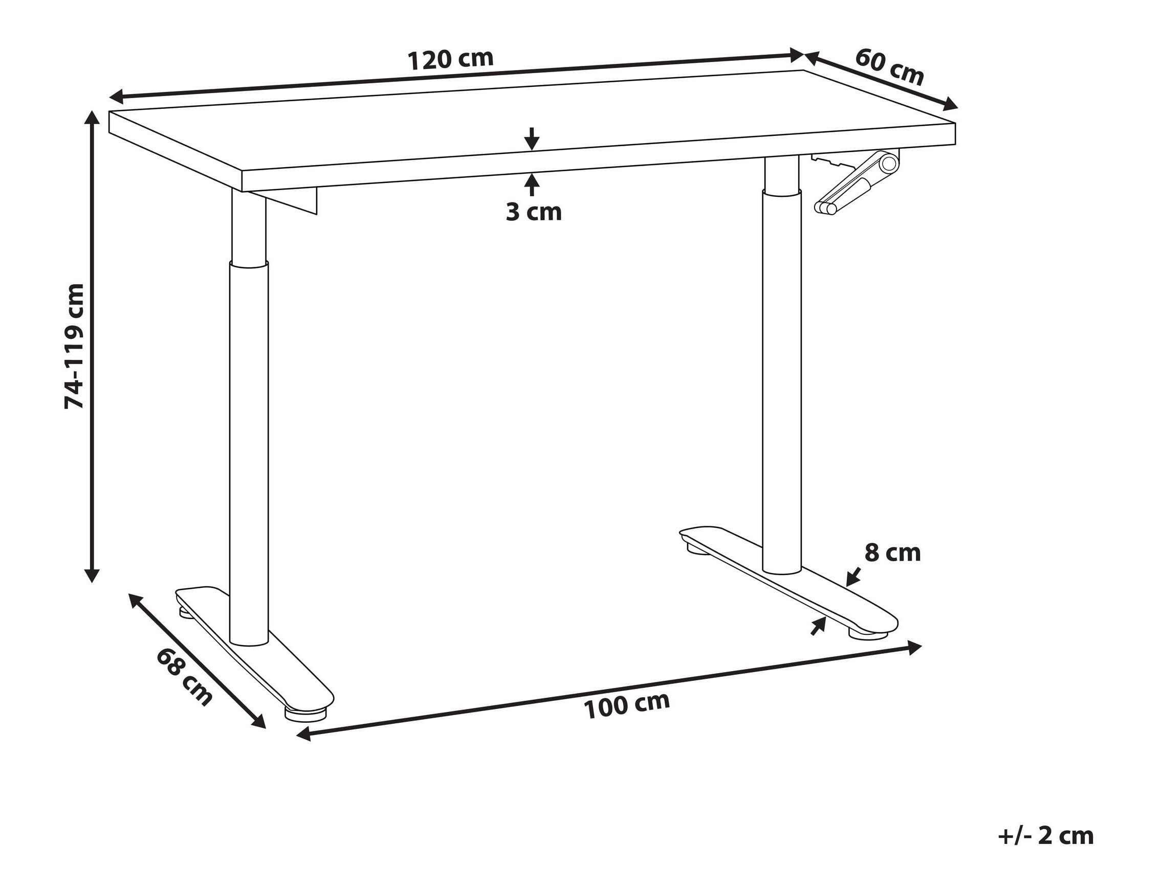 Γραφείο με ρυθμιζόμενο ύψος Berwyn 3192 (Ανοιχτό καφέ)