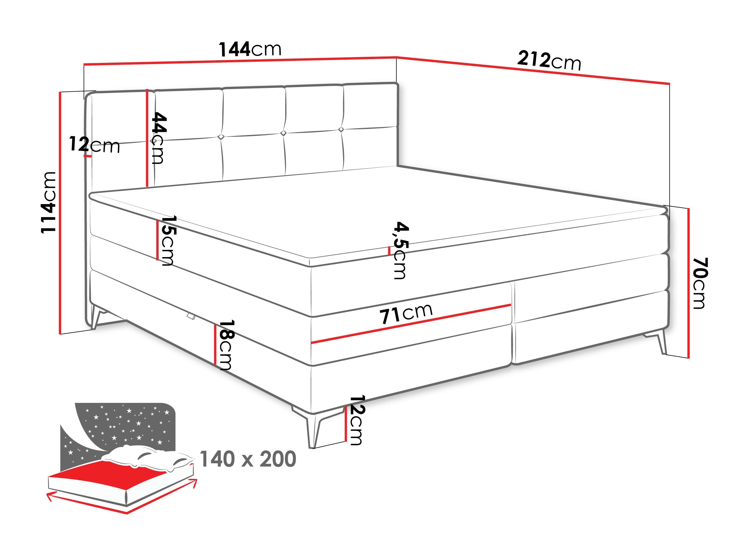 Κρεβάτι continental Reston 100