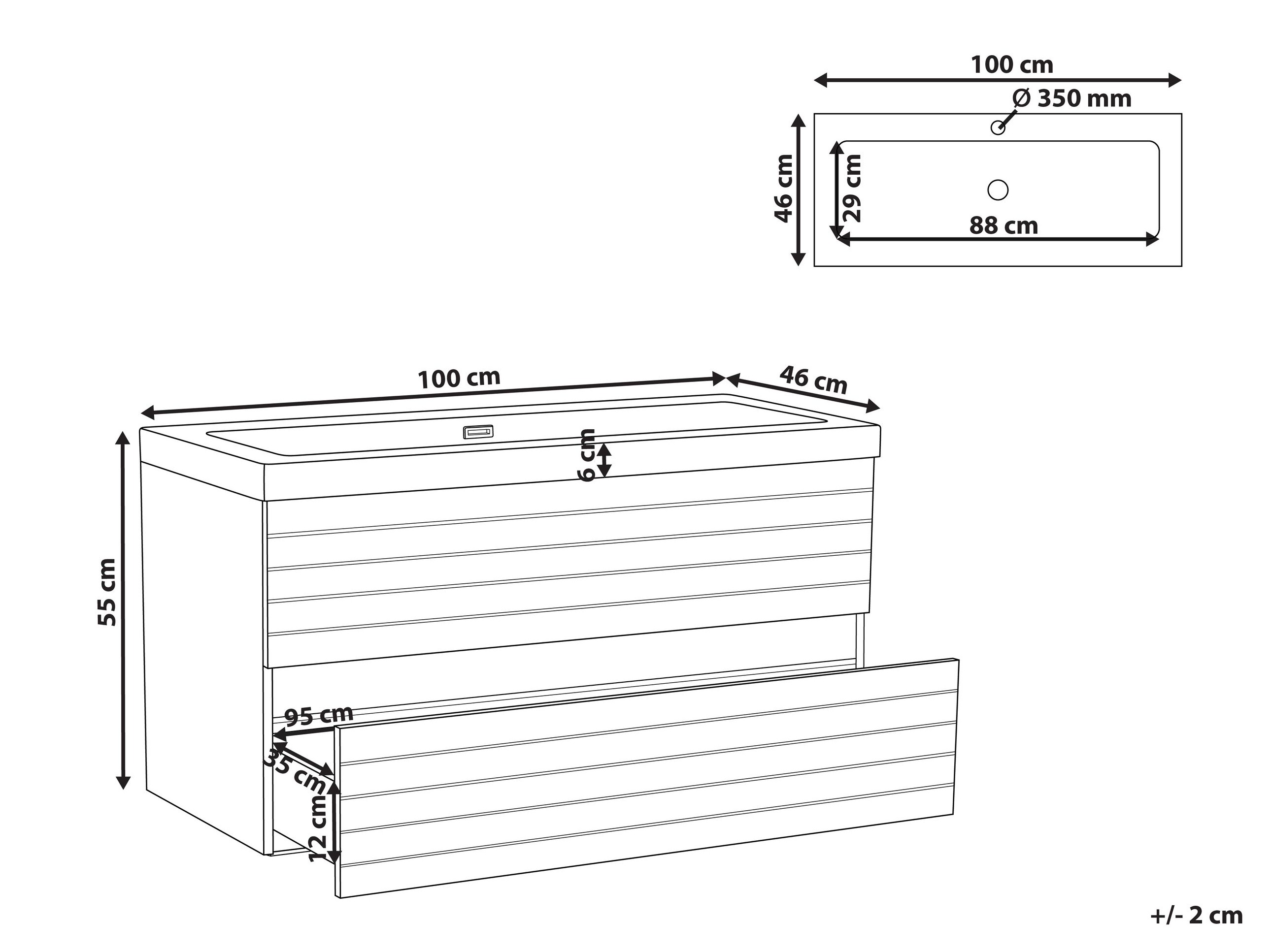 Wall-mounted bathroom cabinet for washbasin Berwyn 3186