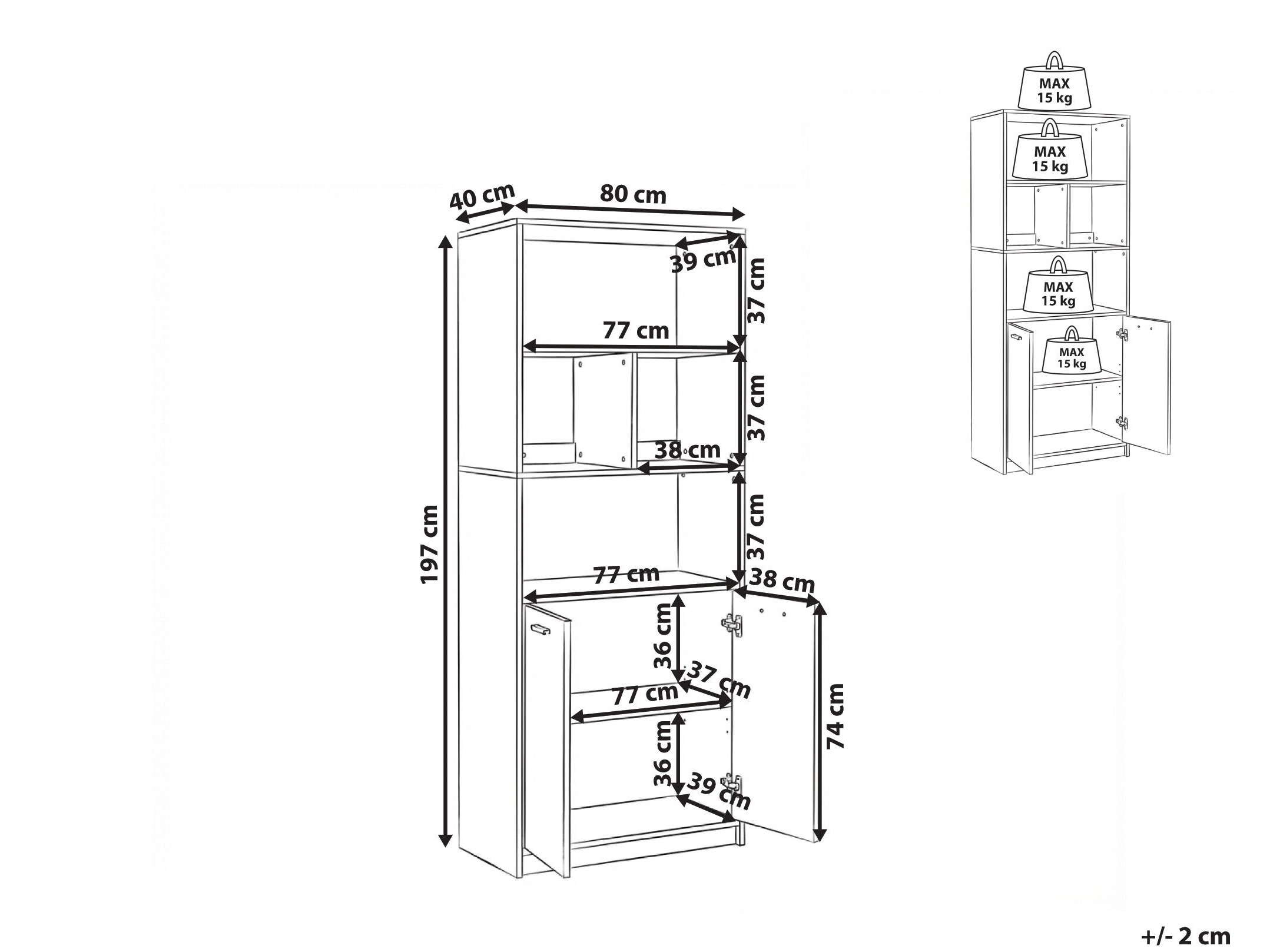Βιβλιοθήκη Catferu 106 (Μαύρο + Ανοιχτό καφέ)