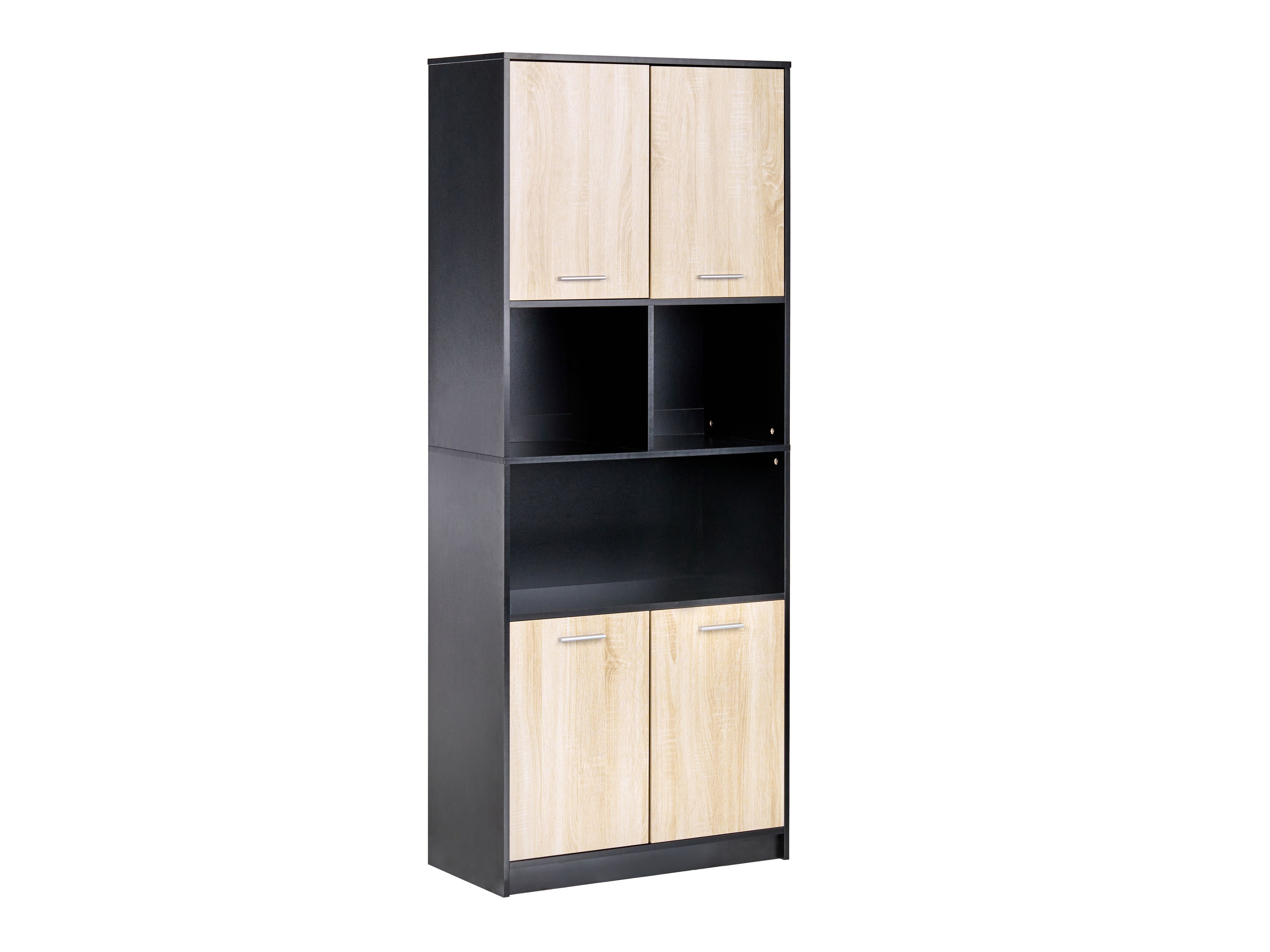 Βιβλιοθήκη Catferu 111 (Μαύρο + Ανοιχτό χρώμα ξύλου)