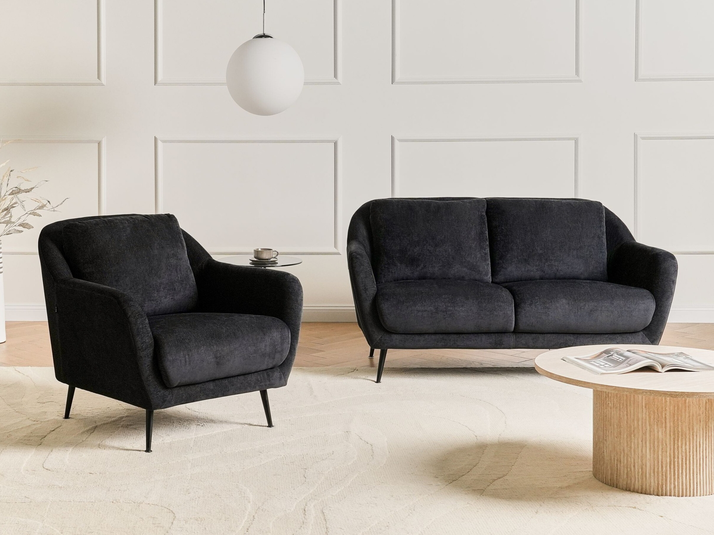 Σετ ταπετσαρισμένων επίπλων Berwyn 3213 (Μαύρο)