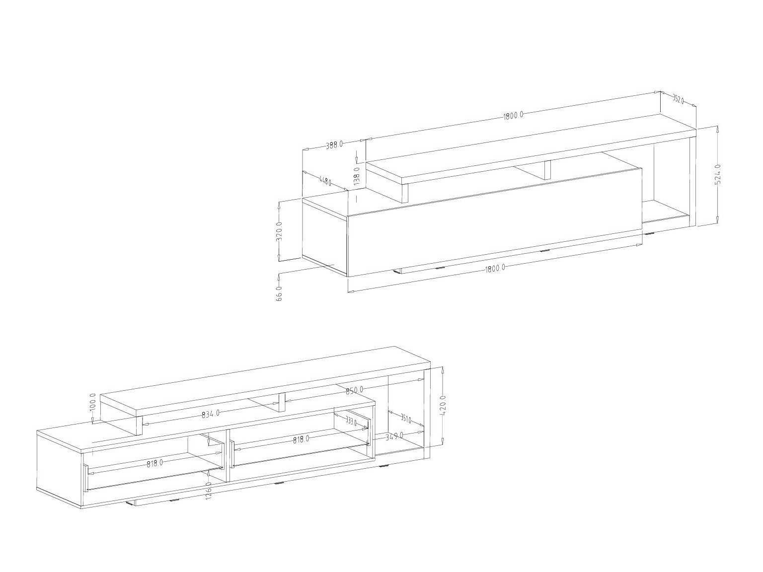 Έπιπλο τηλεόρασης Lutiva 103 (Άσπρο + Σκυρόδεμα)