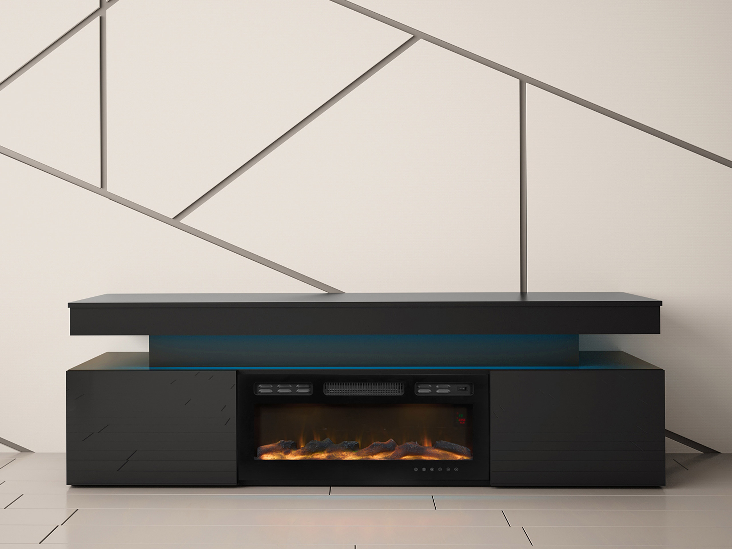 Έπιπλο τηλεόρασης Monfero I (Μαύρο + Γυαλιστερό μαύρο)