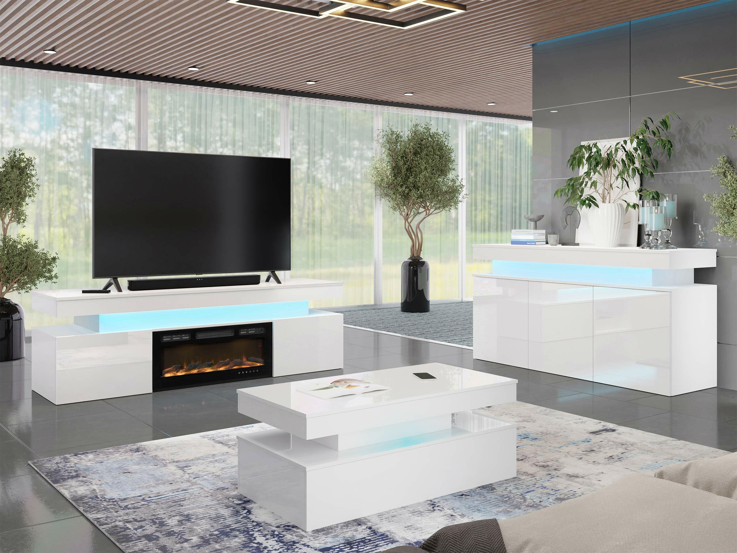 Living room set Monfero I (White + Glossy white)