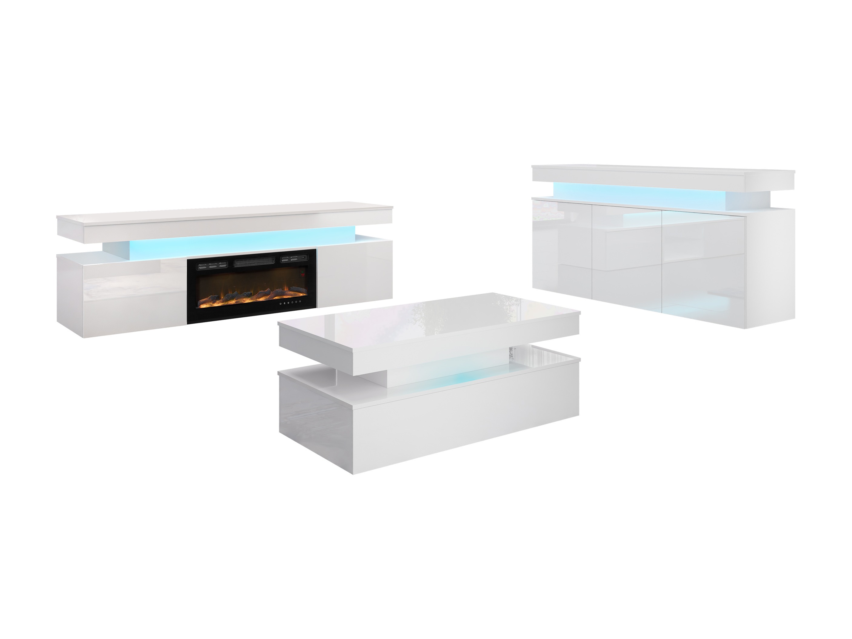 Living room set Monfero I (White + Glossy white)