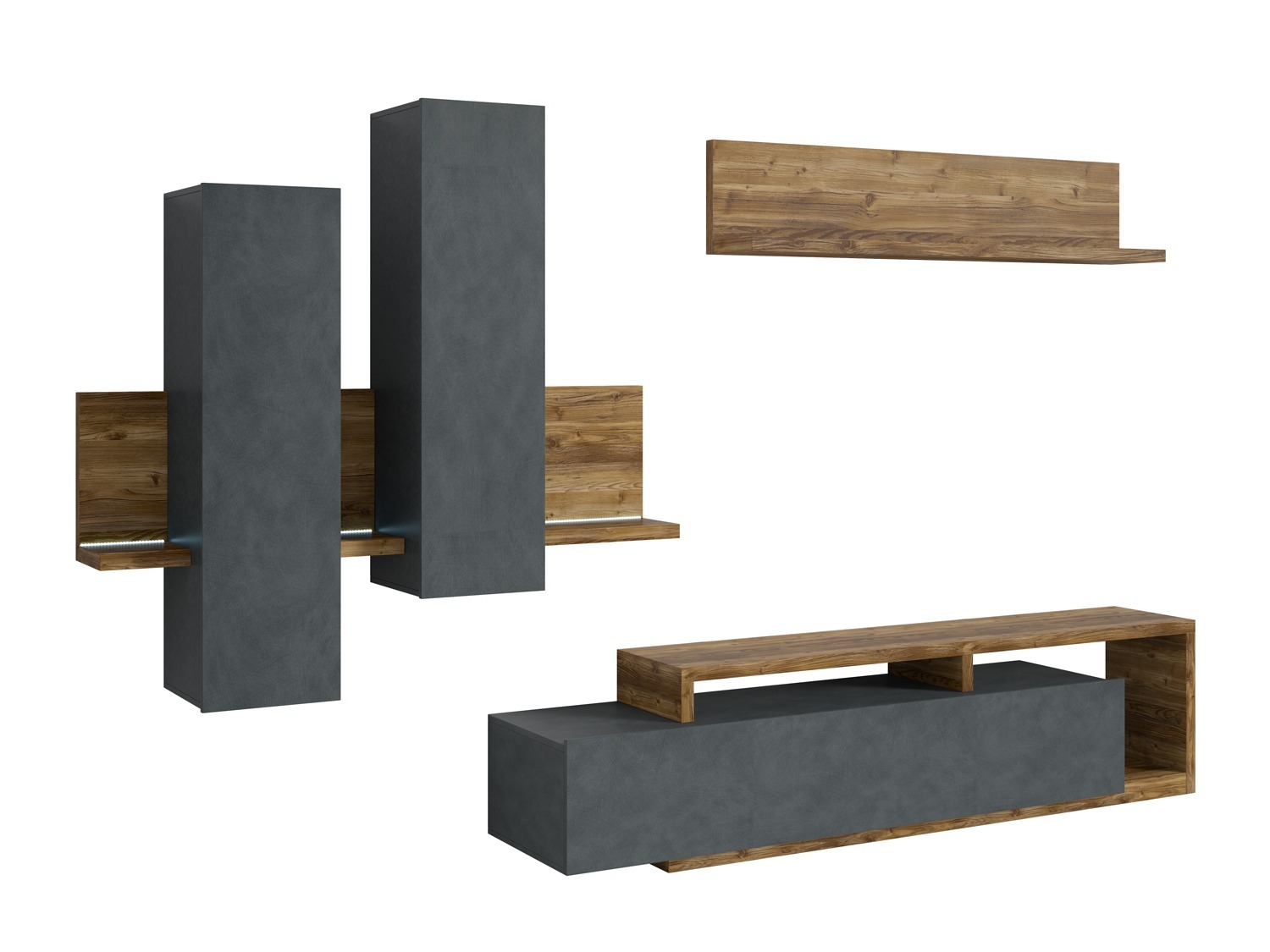 Σετ επίπλων σαλονιού Lutiva 100 (Matera γκρι + Σκούρο έλατο)