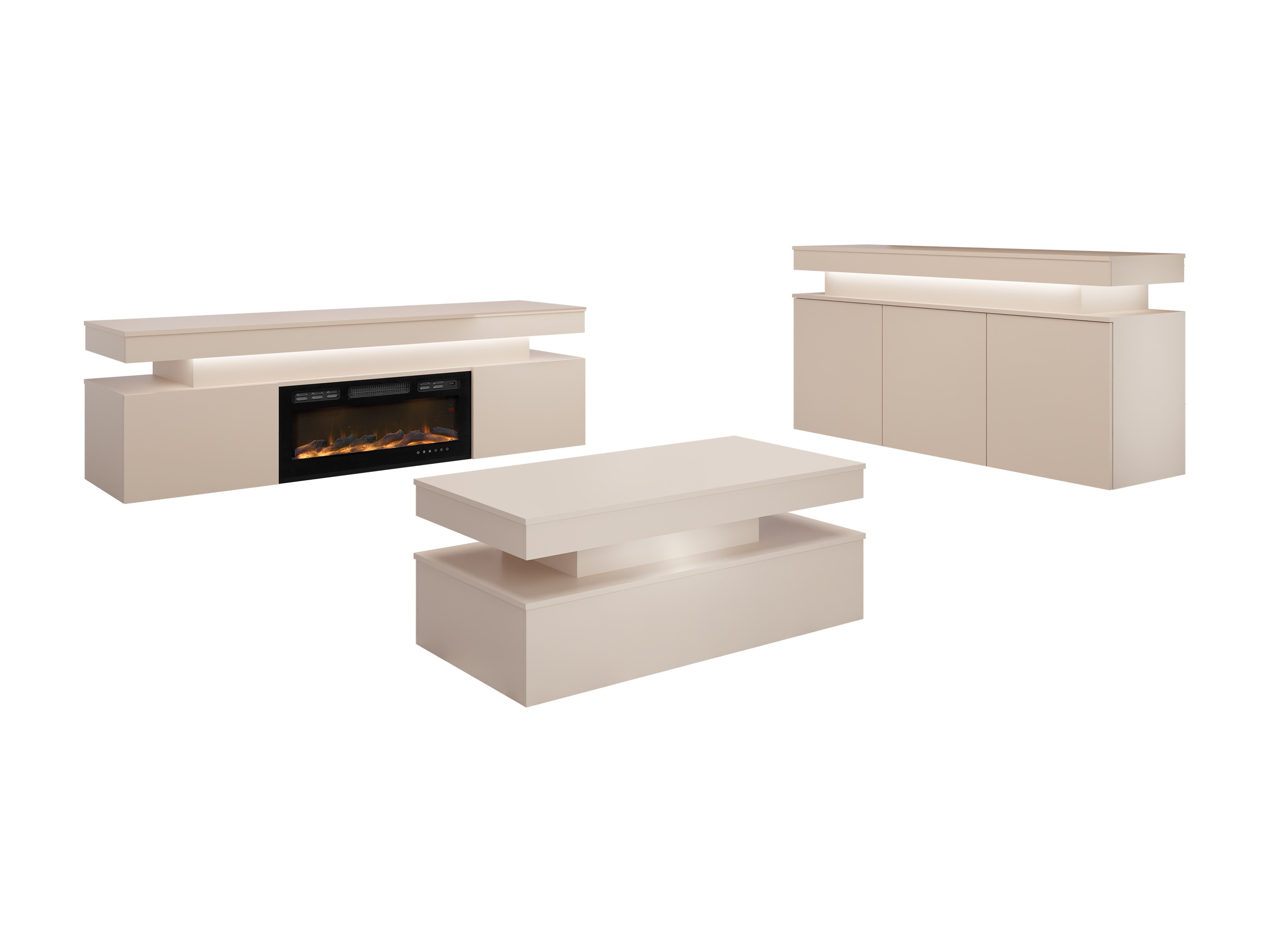 Σετ επίπλων σαλονιού Monfero I (Ανοιχτό καφέ)