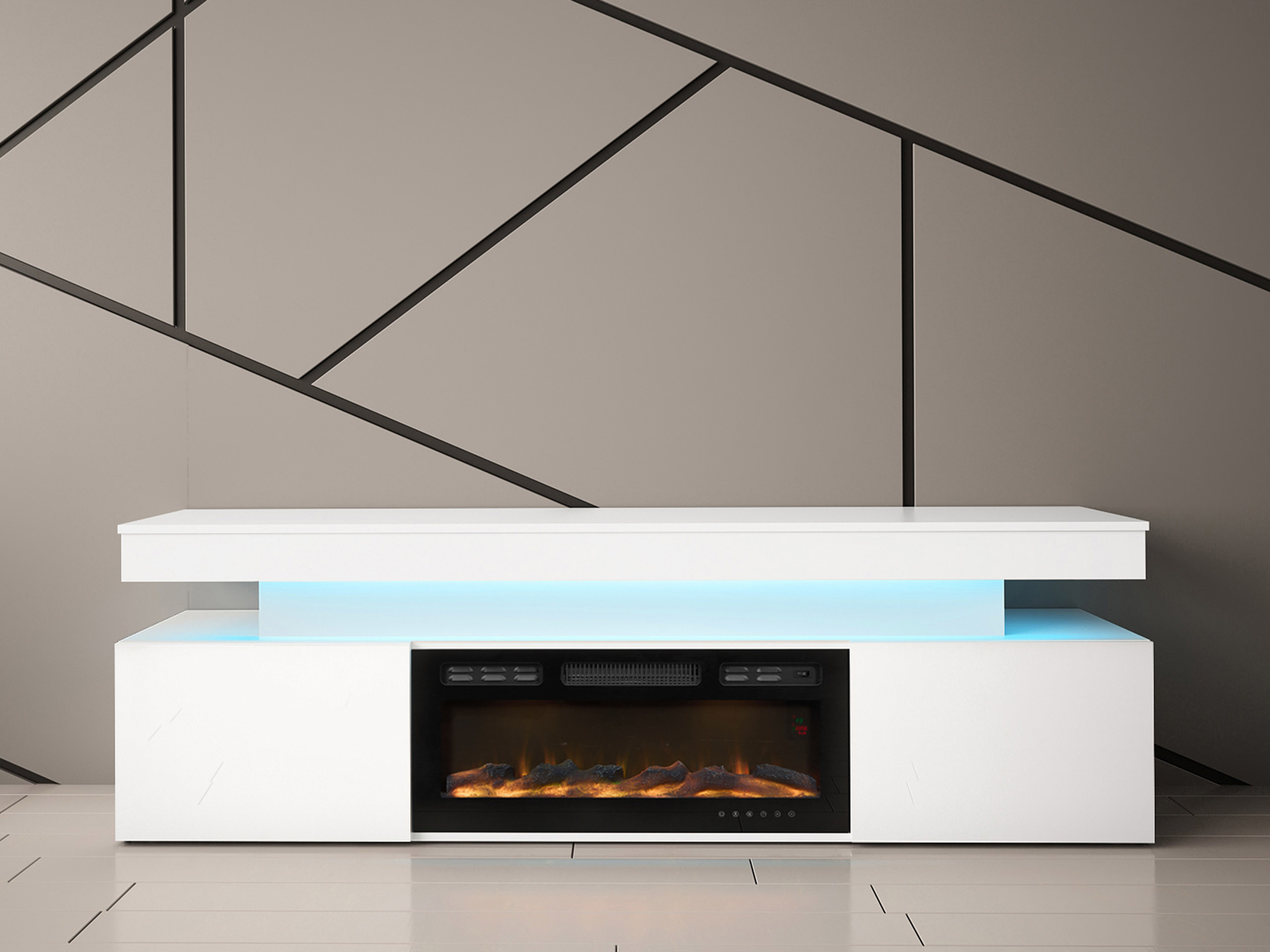 TV stand Monfero I (White + Glossy white)