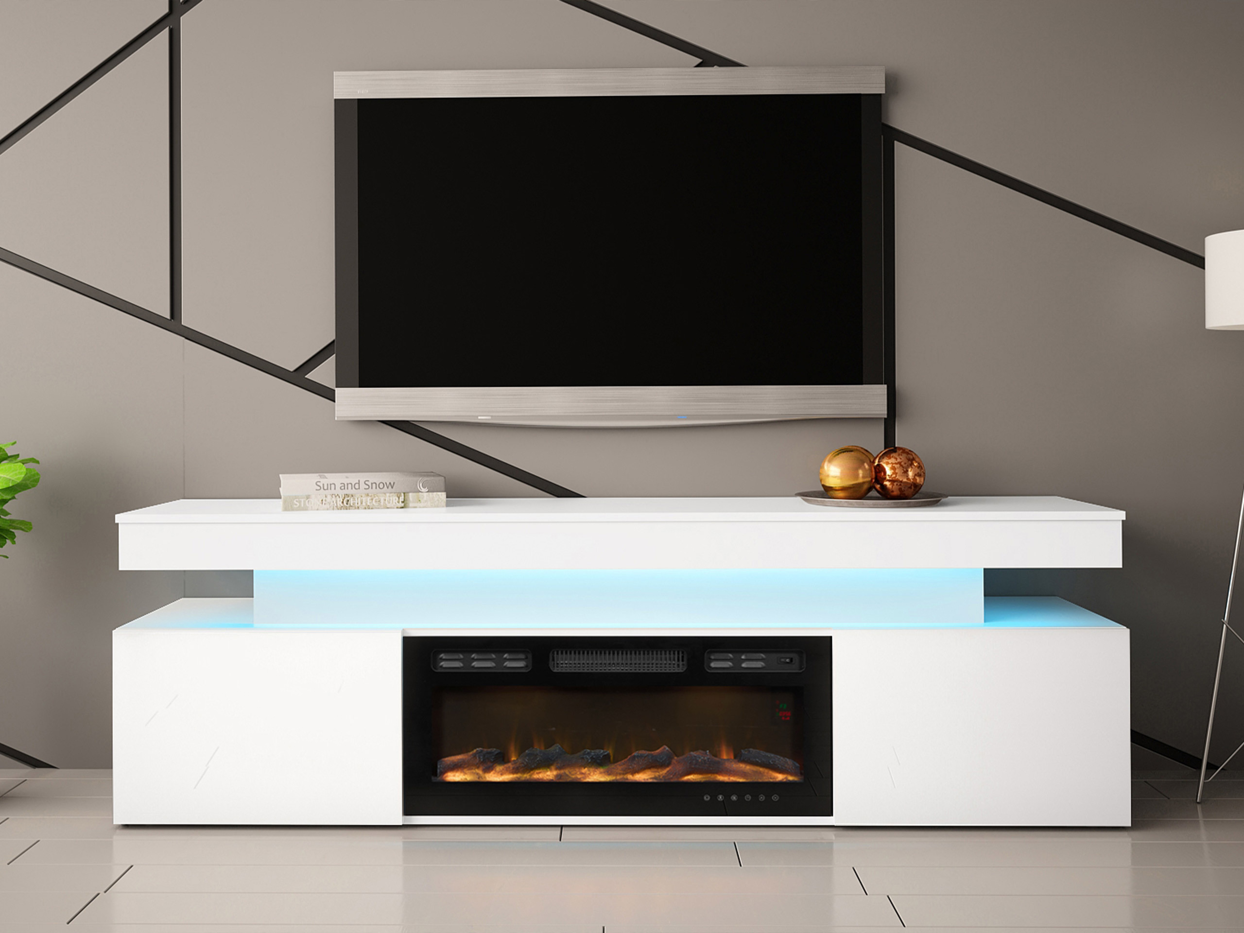 TV stand Monfero I (White + Glossy white)