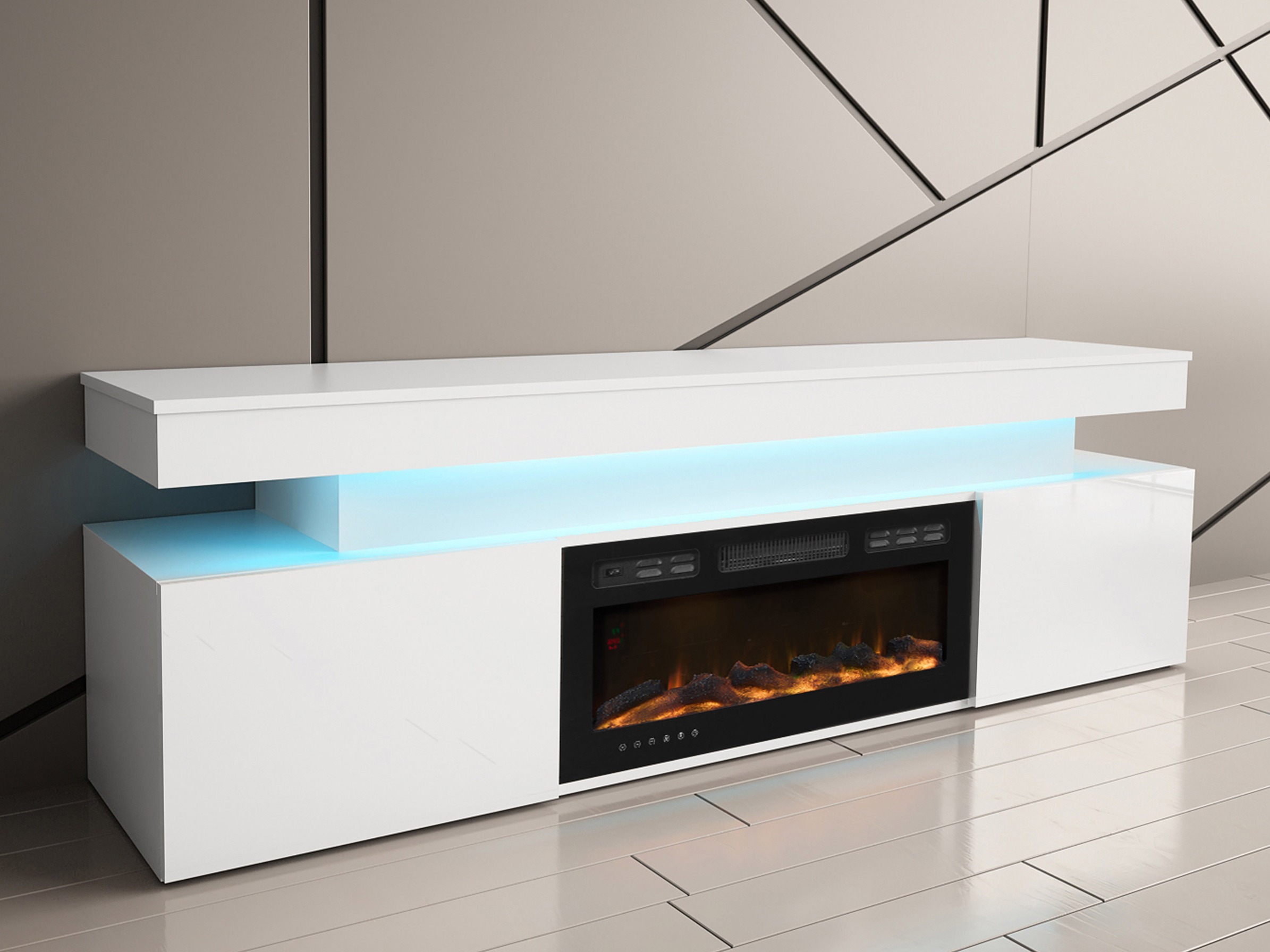 TV stand Monfero I (White + Glossy white)