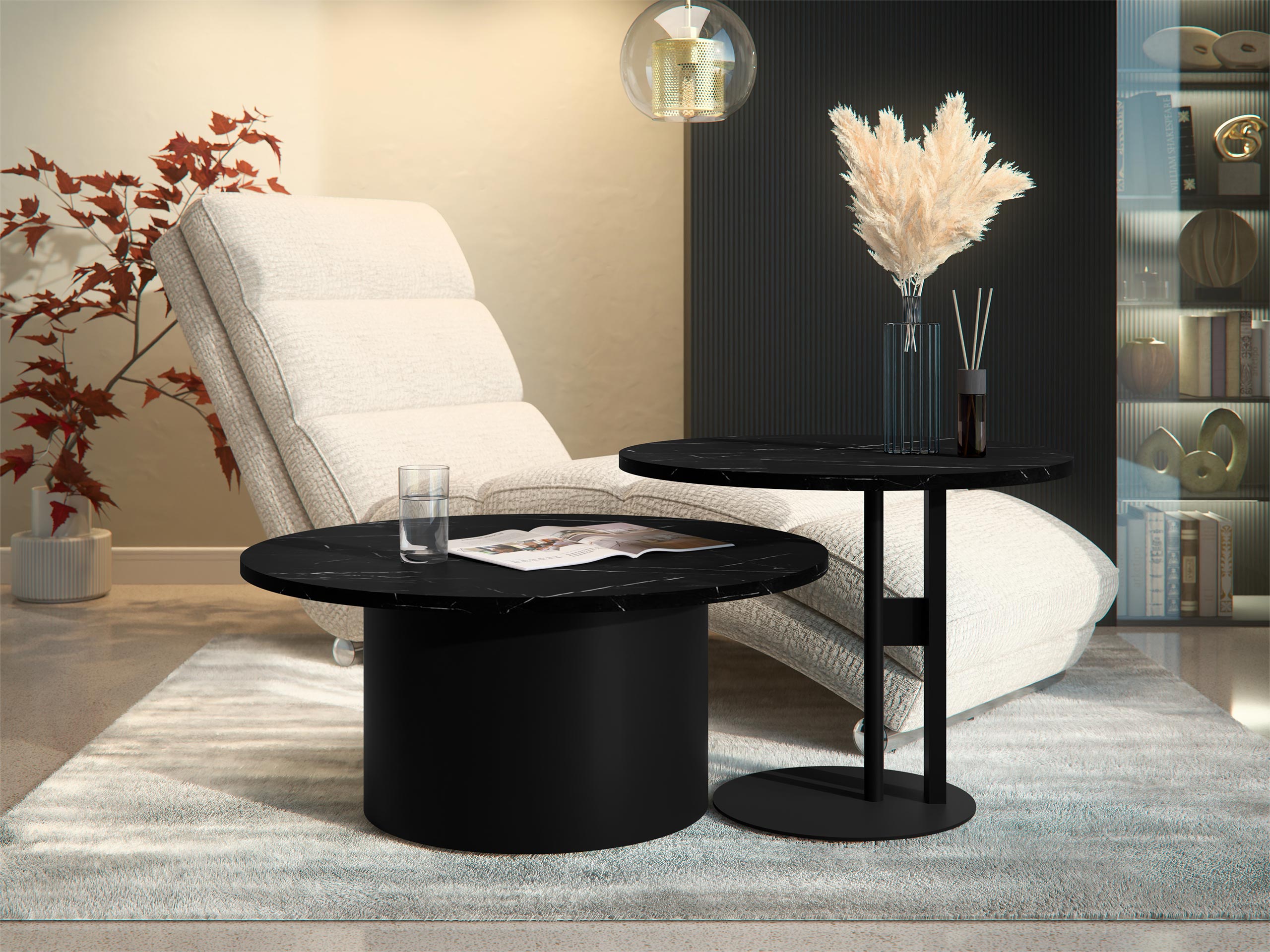 Σετ τραπεζιών σαλονιού Oswego 159 (Μαύρο μάρμαρο)