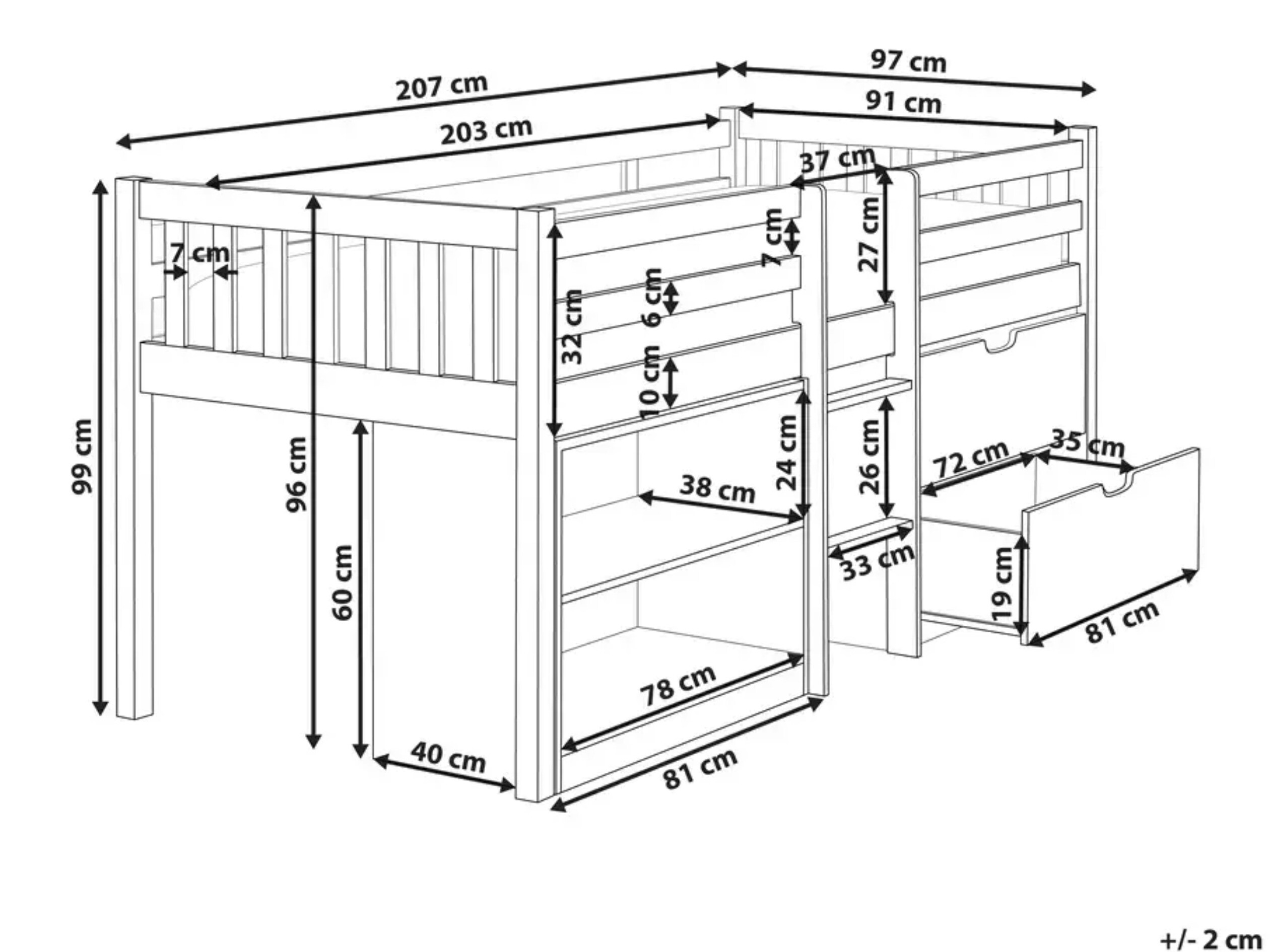 Υπερυψωμένο κρεβάτι Berwyn 2199 (Άσπρο + Ροζ)
