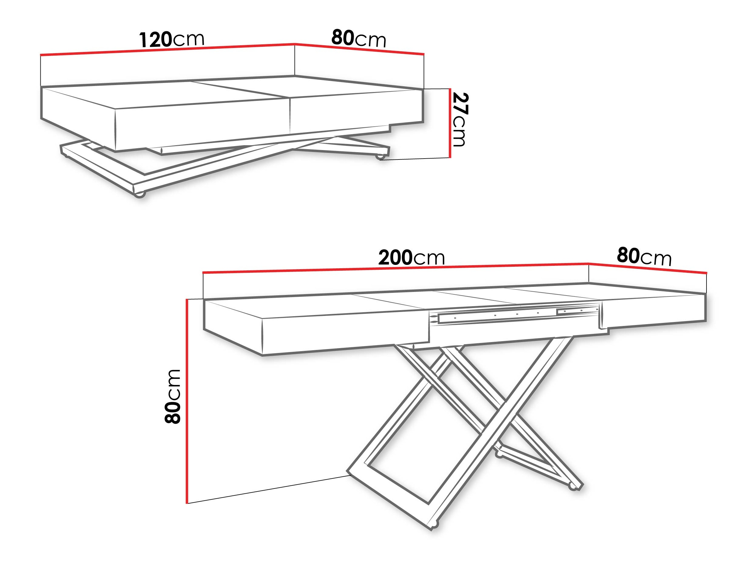 Πολυμορφικό τραπέζι σαλονιού Oswego 173 (Μαύρο μάρμαρο)