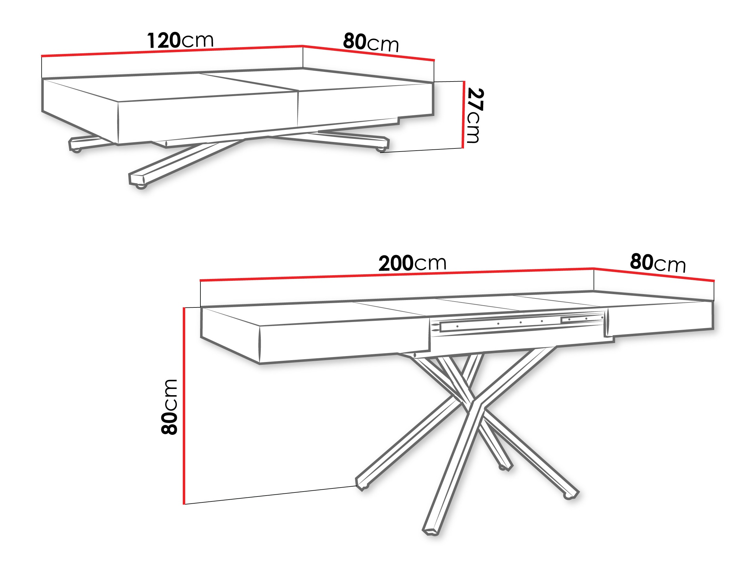 Πολυμορφικό τραπέζι σαλονιού Oswego 176 (Κασμίρι)