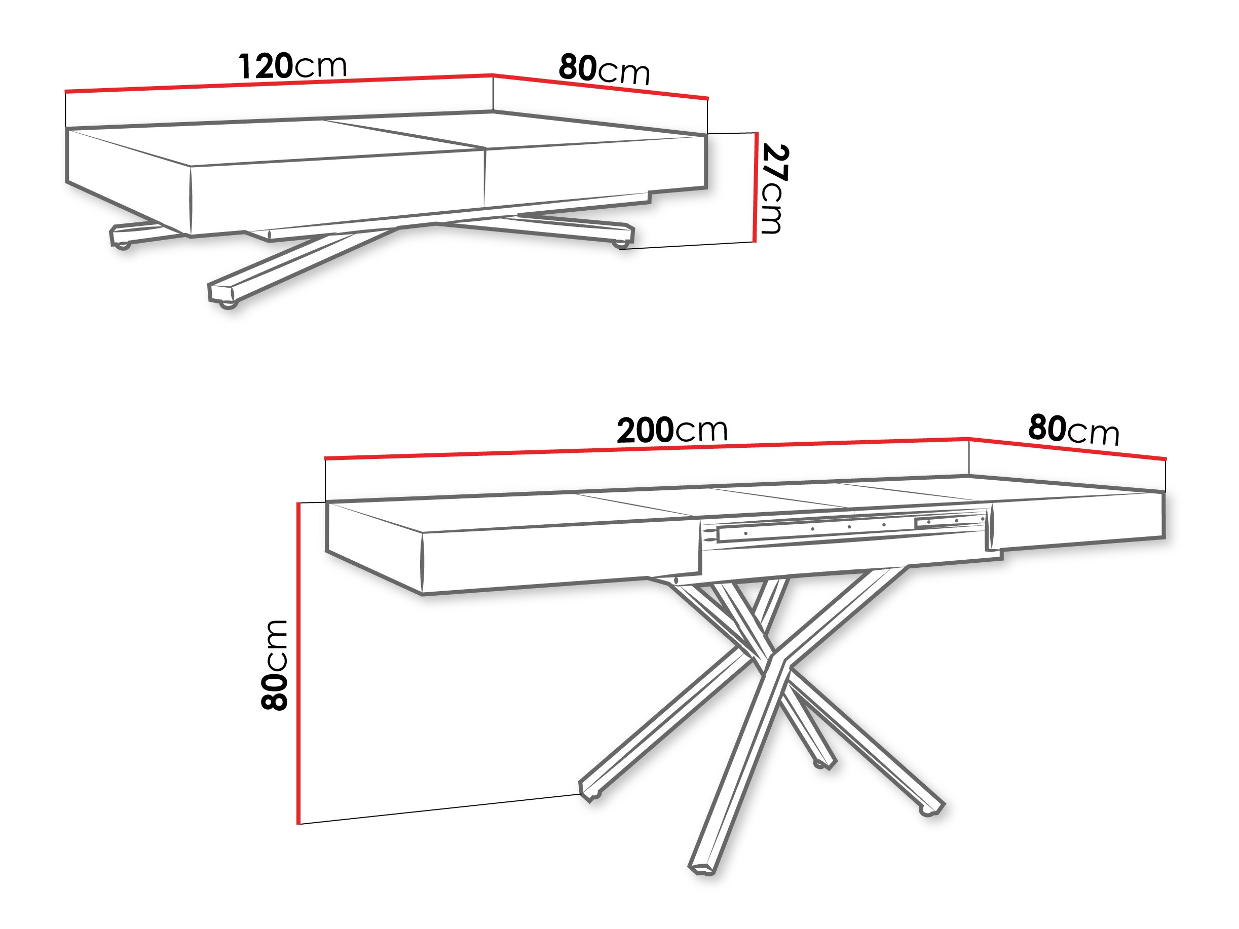 Πολυμορφικό τραπέζι σαλονιού Oswego 178 (Μαύρο μάρμαρο)