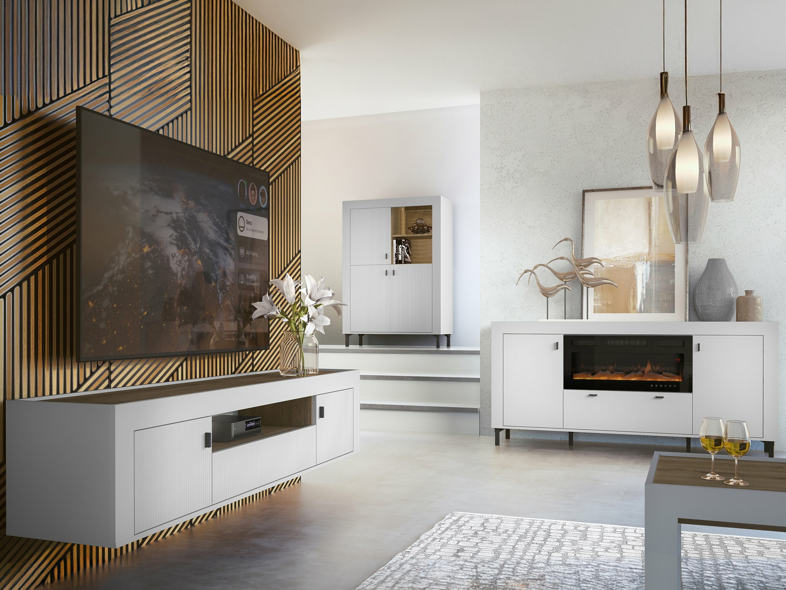 Σετ επίπλων σαλονιού Mormavu 115 (Ματ άσπρο)