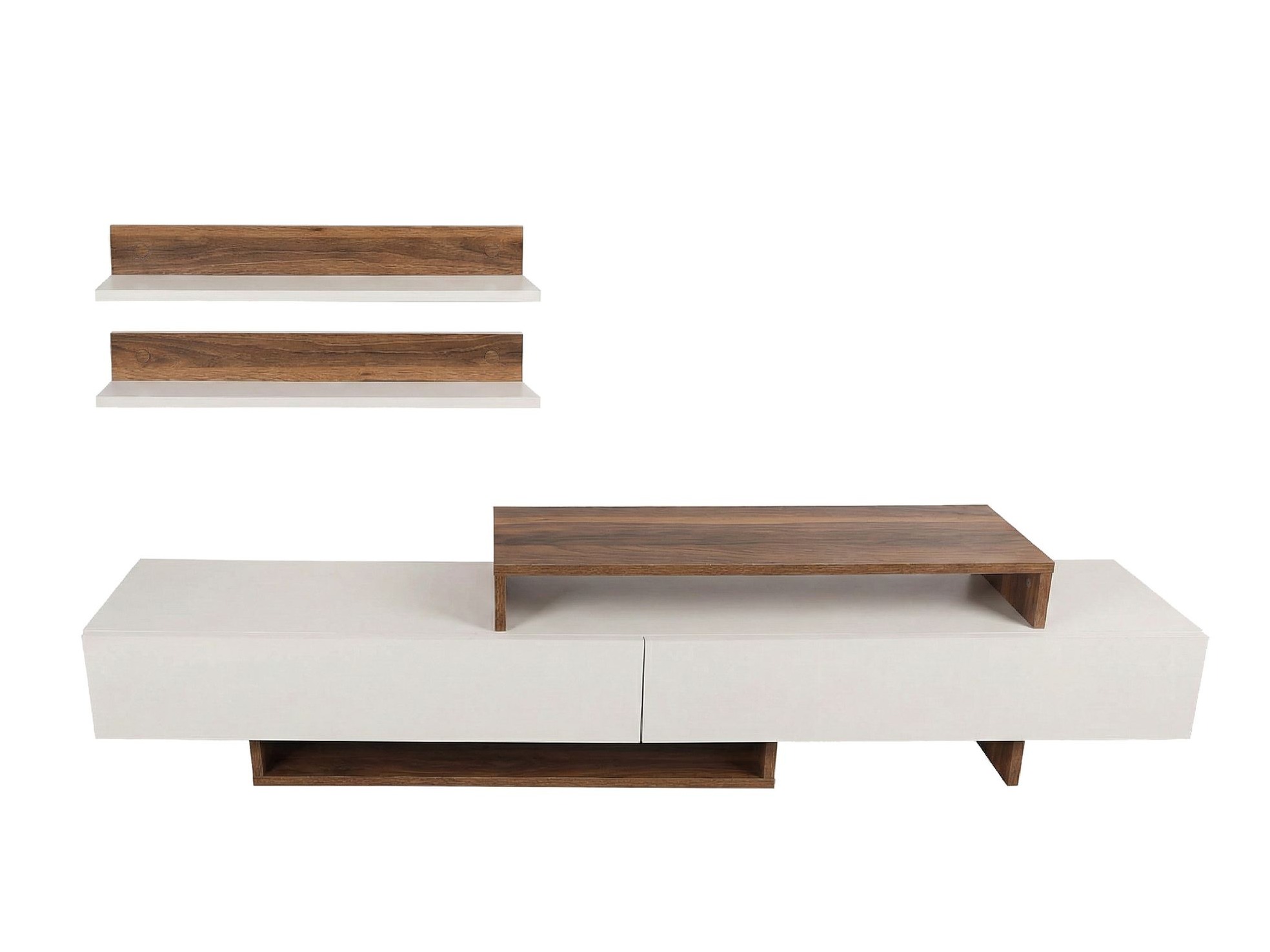 Έπιπλο τηλεόρασης Kailua 998 (Άσπρο + Ξύλο Teak)