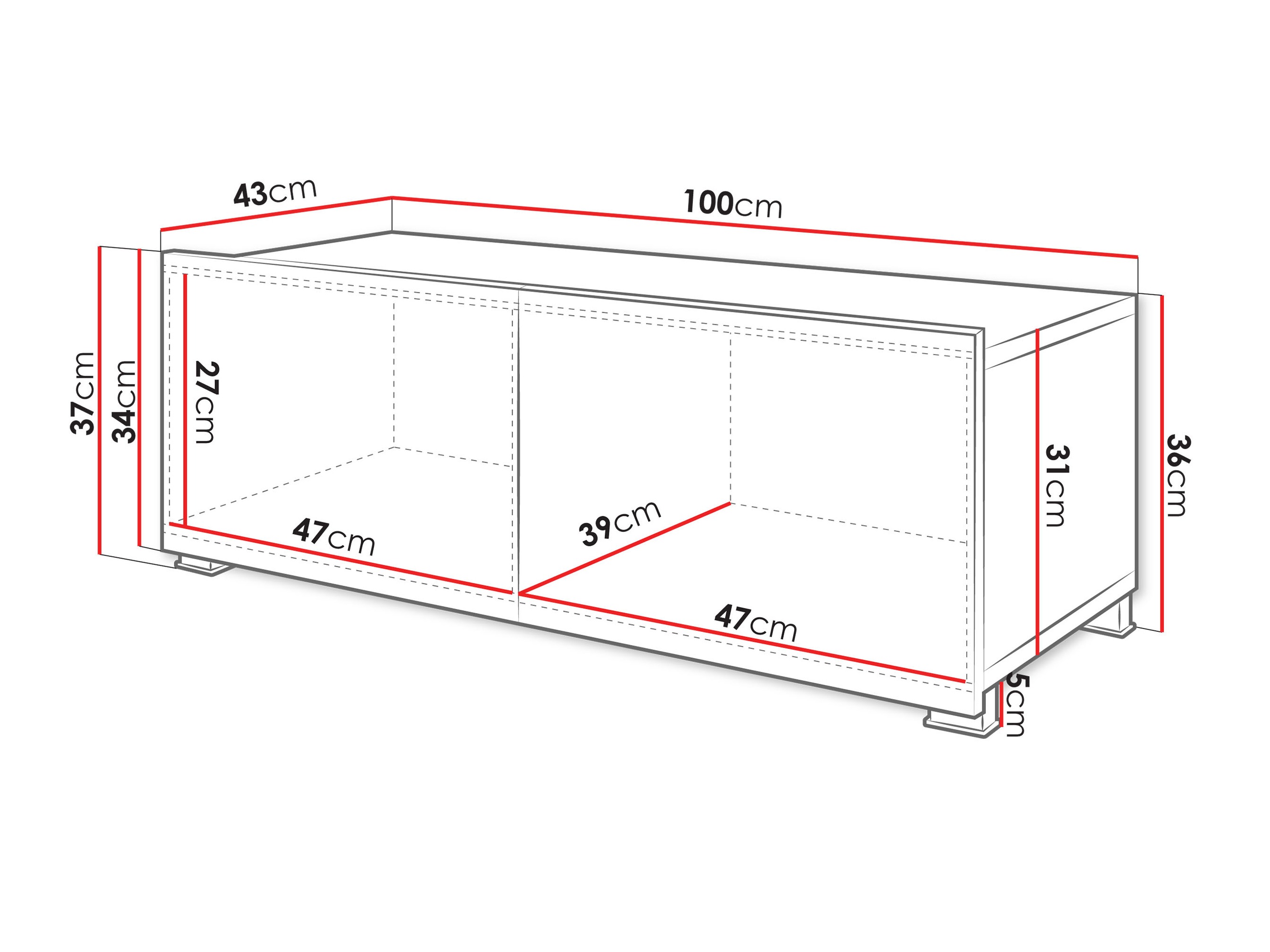 Έπιπλο τηλεόρασης Remus I (Μαύρο + Γυαλιστερό μαύρο)